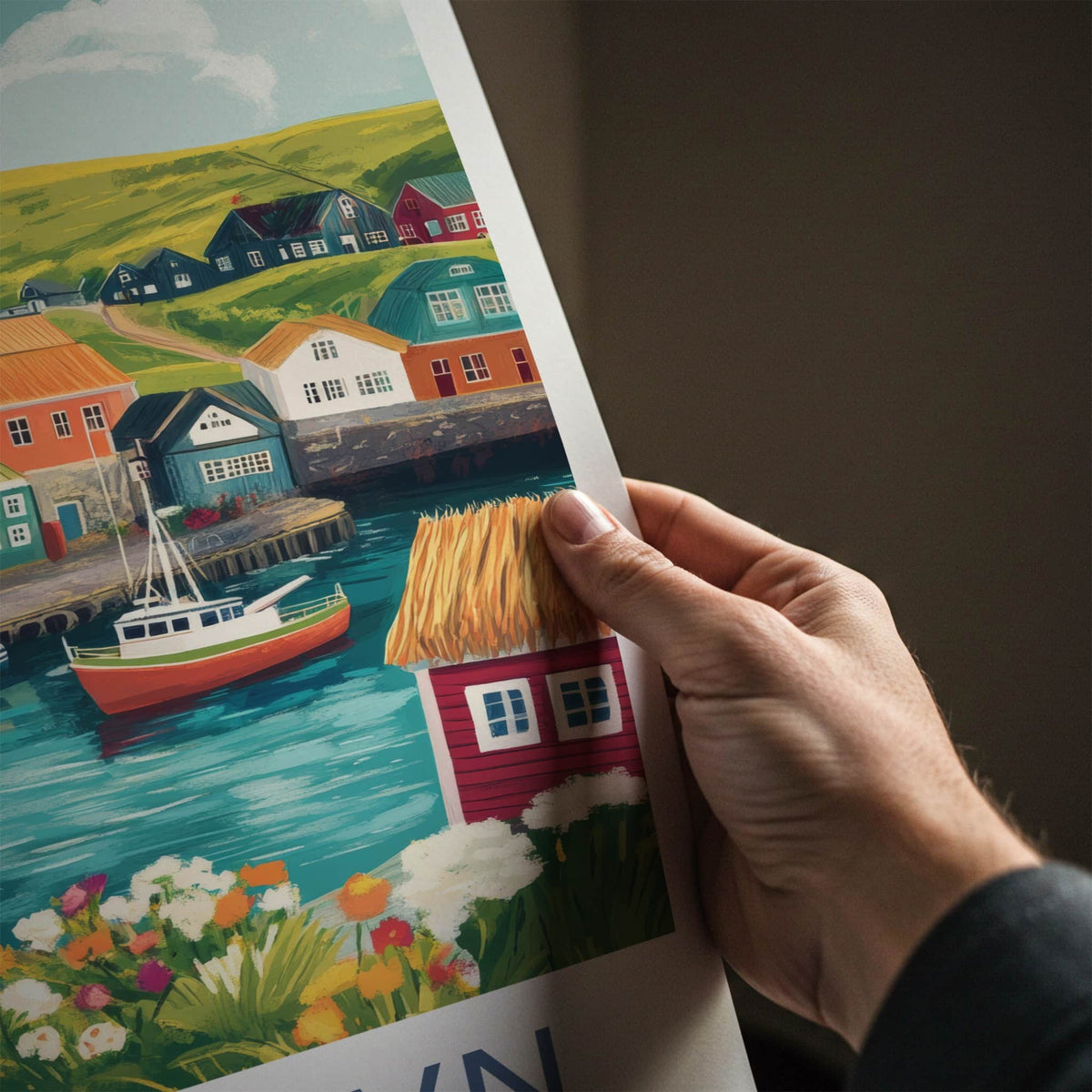 Torshavn Poster - Faroe Islands Travel Art - Vibrant Harbor Scene Home Decor