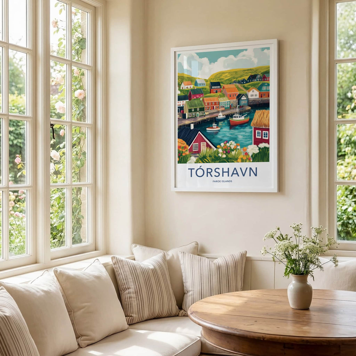 Torshavn Poster - Faroe Islands Travel Art - Vibrant Harbor Scene Home Decor