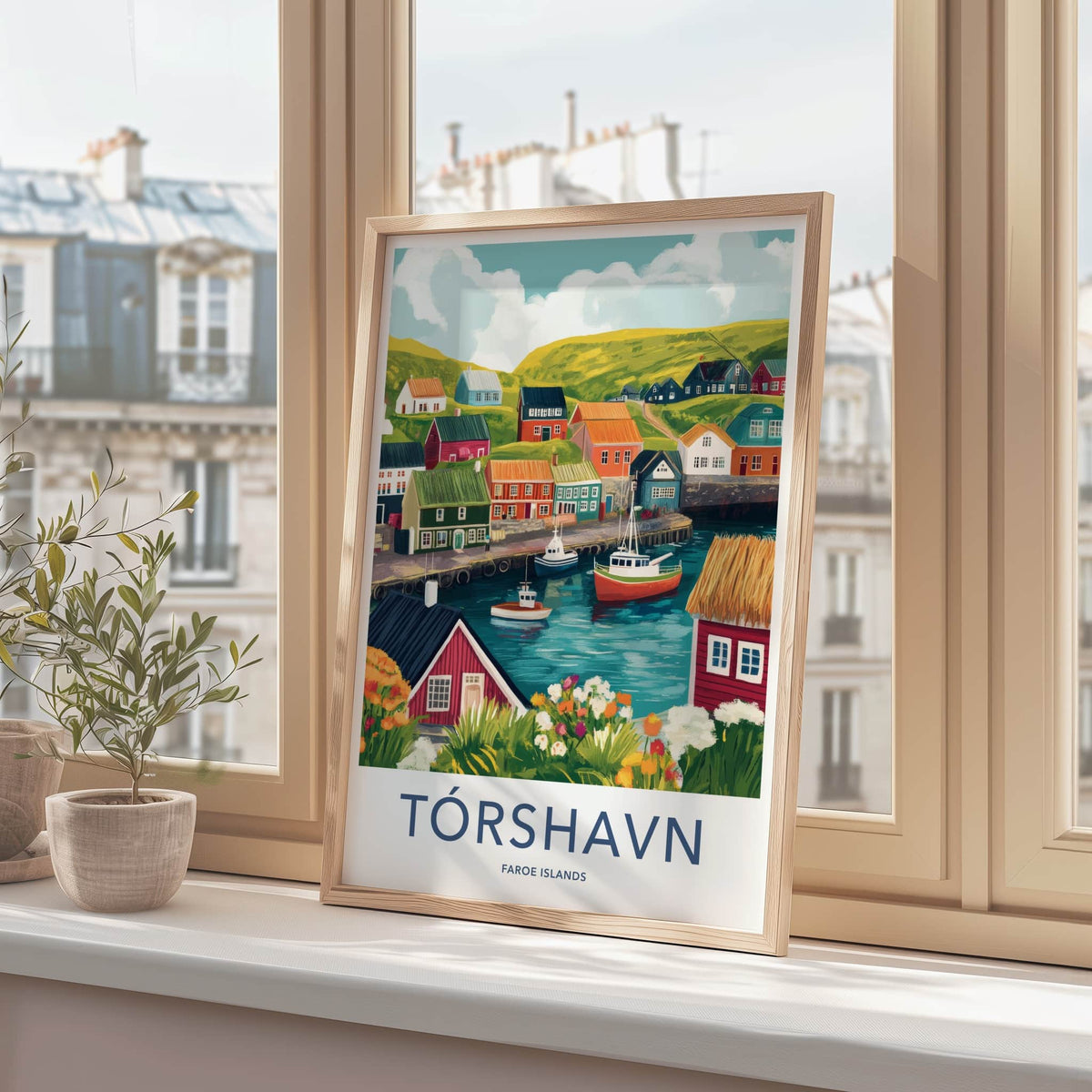Torshavn Poster - Faroe Islands Travel Art - Vibrant Harbor Scene Home Decor