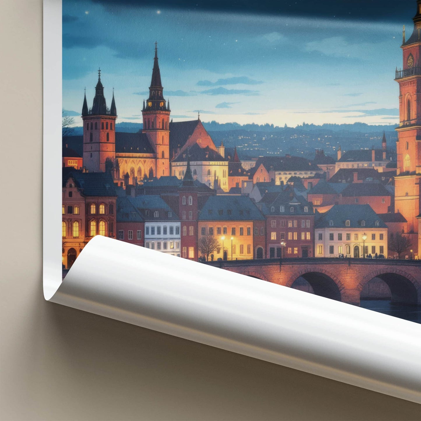 Torun Poster - Poland Art Print - Illuminated Old City Home Decor