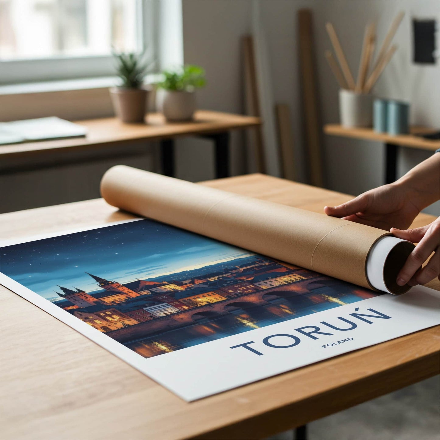 Torun Poster - Poland Art Print - Illuminated Old City Home Decor