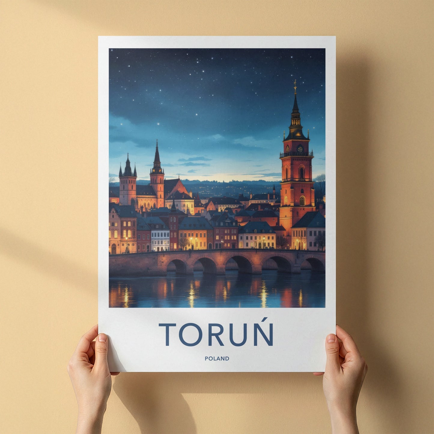 Torun Poster - Poland Art Print - Illuminated Old City Home Decor