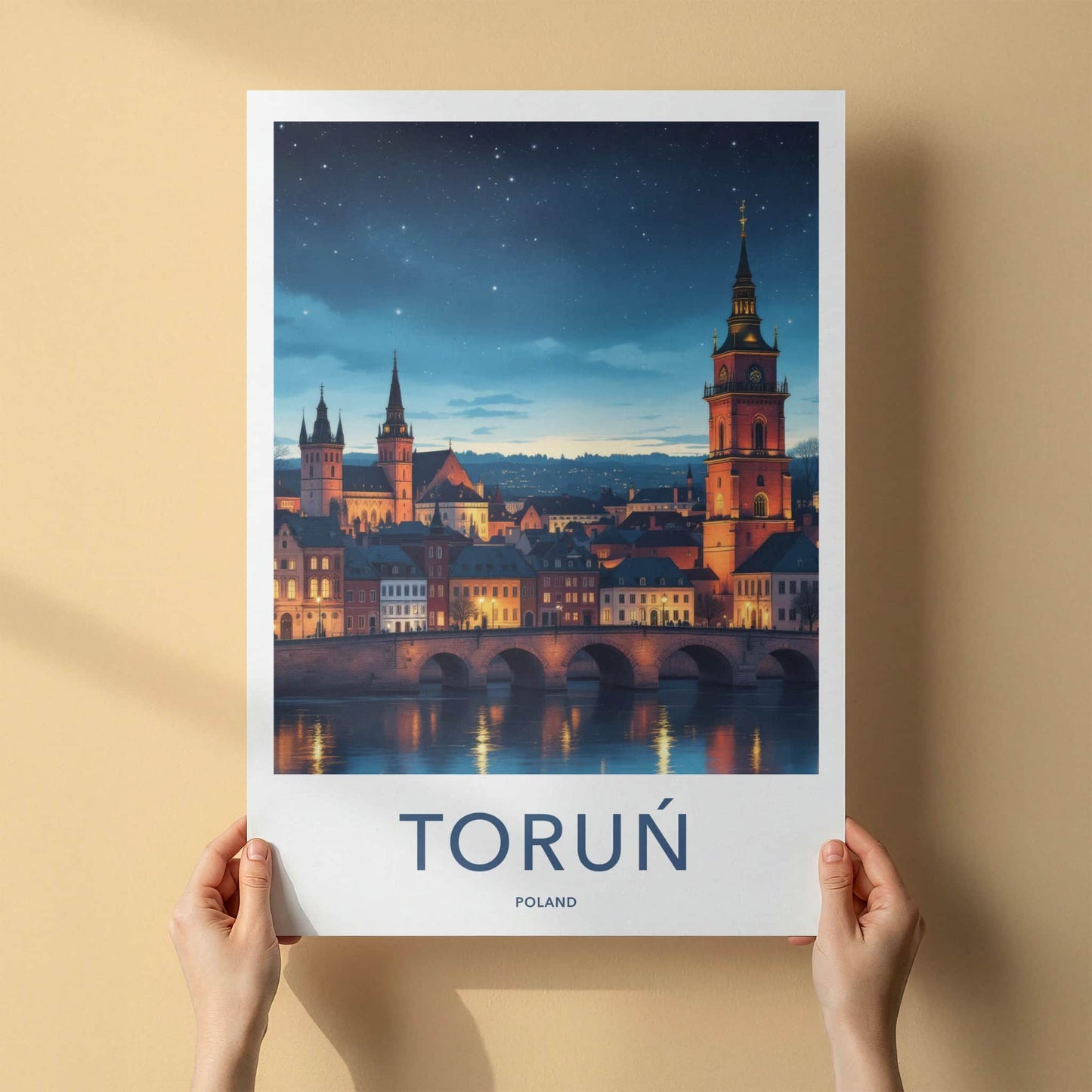 Torun Poster - Poland Art Print - Illuminated Old City Home Decor