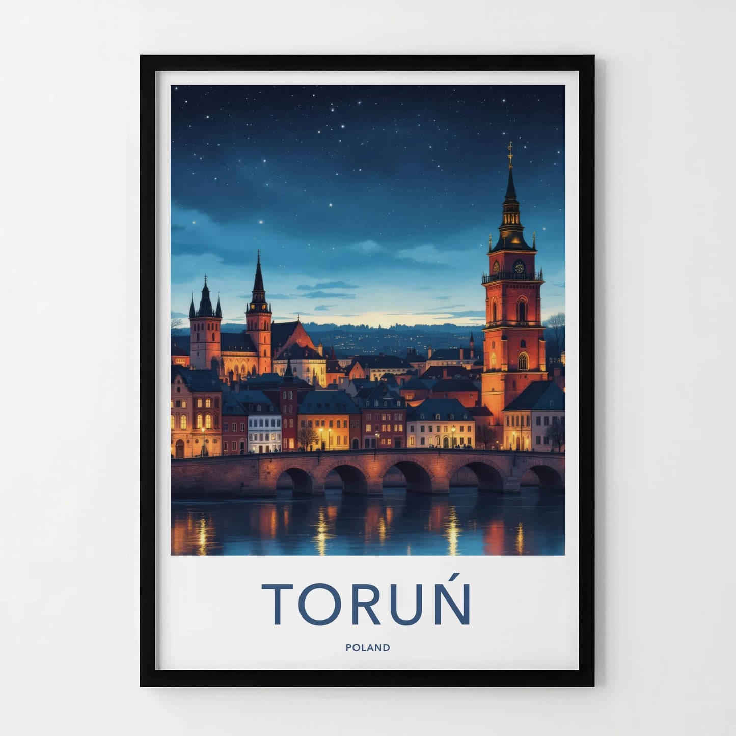 Torun Poster - Poland Art Print - Illuminated Old City Home Decor
