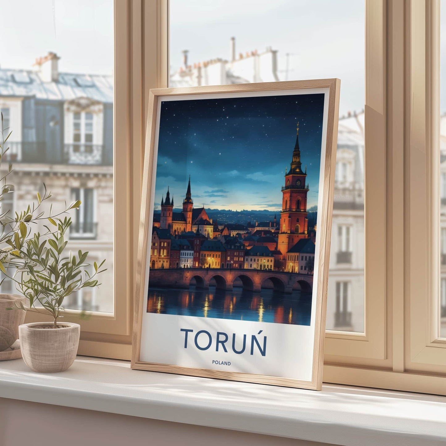 Torun Poster - Poland Art Print - Illuminated Old City Home Decor