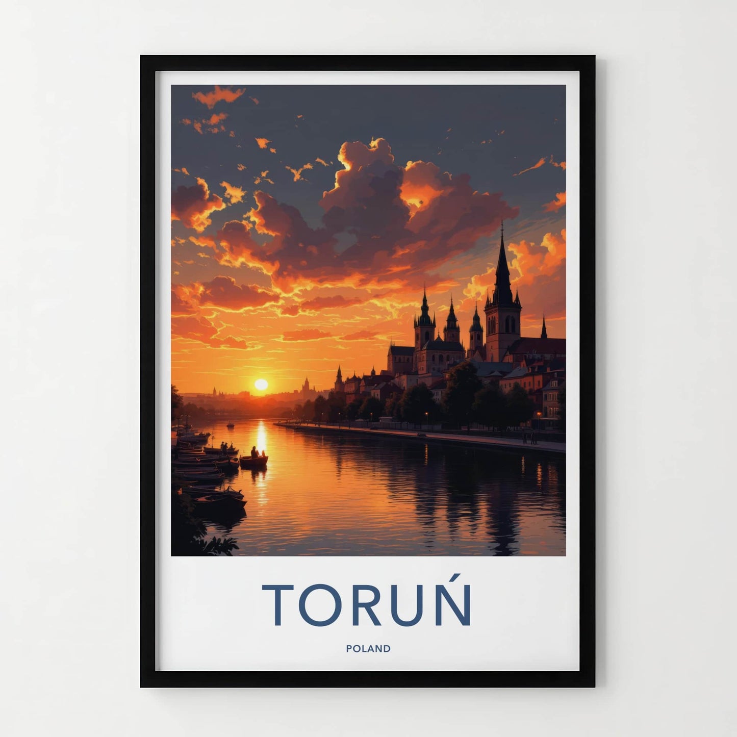 Torun Poster - Poland Fine Art - Riverfront Gothic Spires Gallery Art