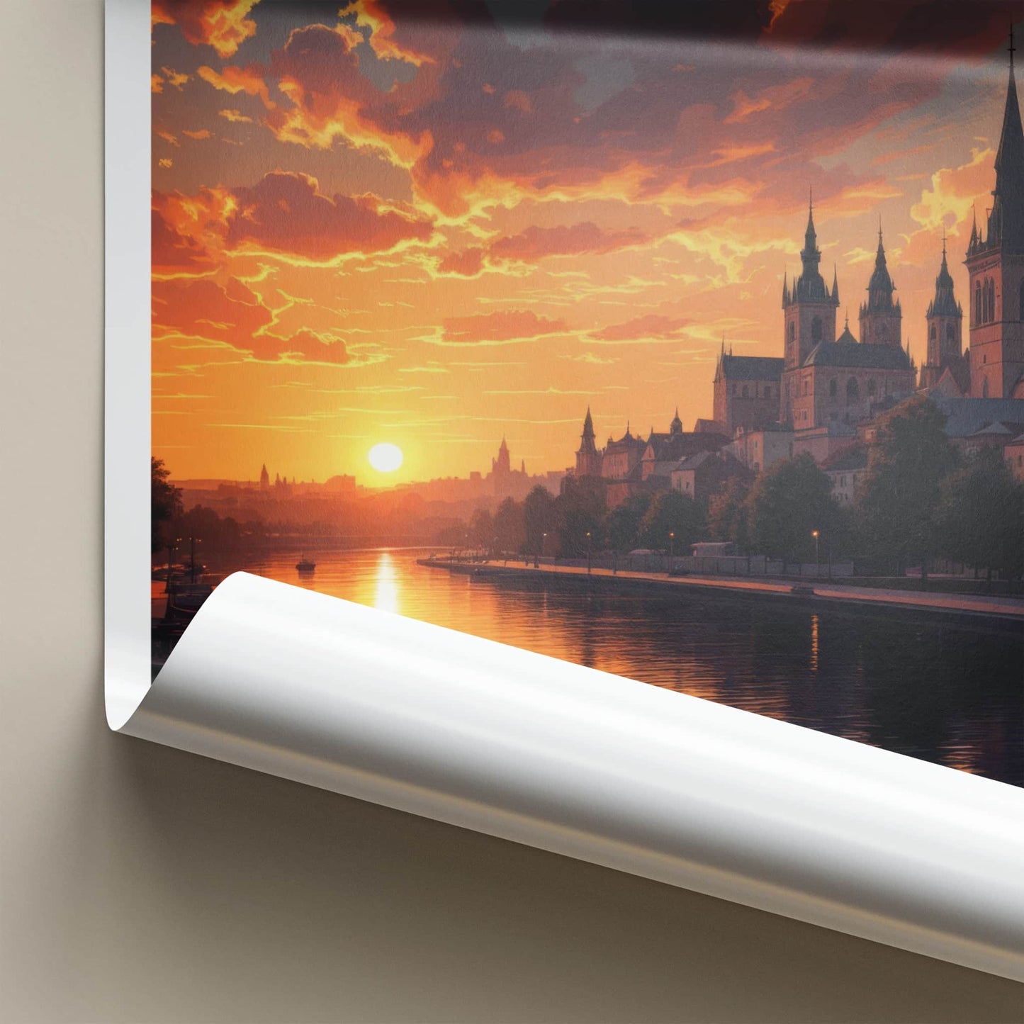 Torun Poster - Poland Fine Art - Riverfront Gothic Spires Gallery Art