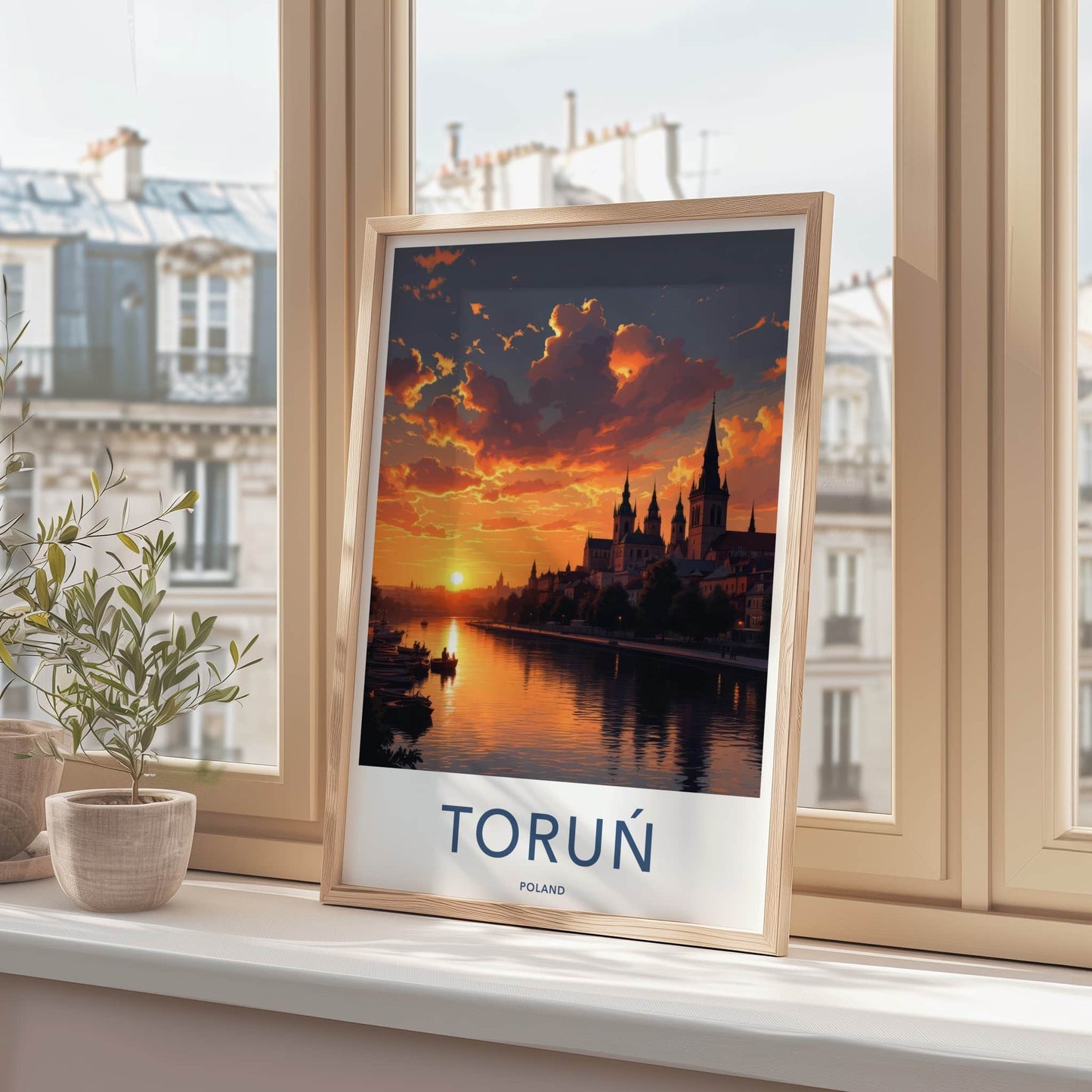 Torun Poster - Poland Fine Art - Riverfront Gothic Spires Gallery Art