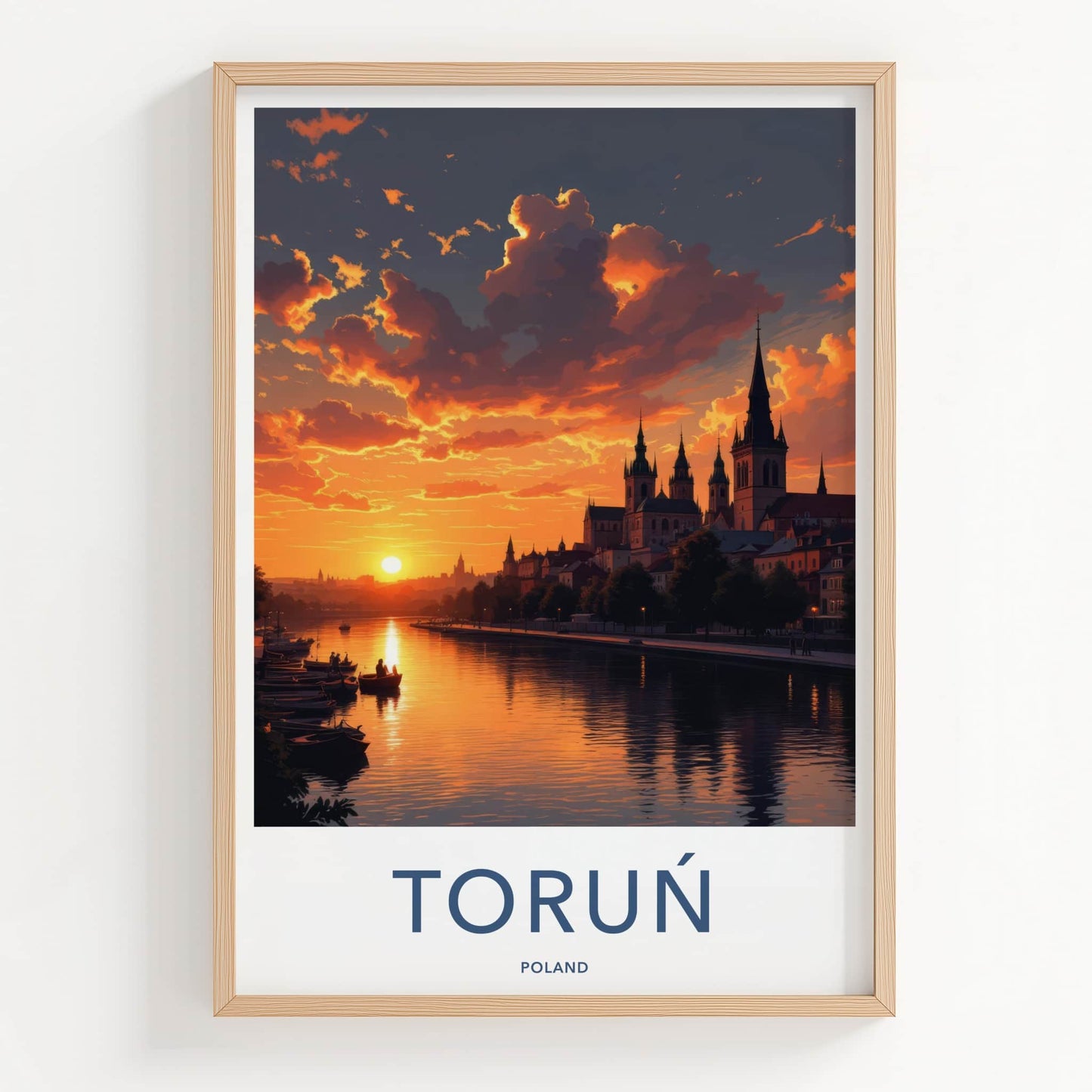 Torun Poster - Poland Fine Art - Riverfront Gothic Spires Gallery Art