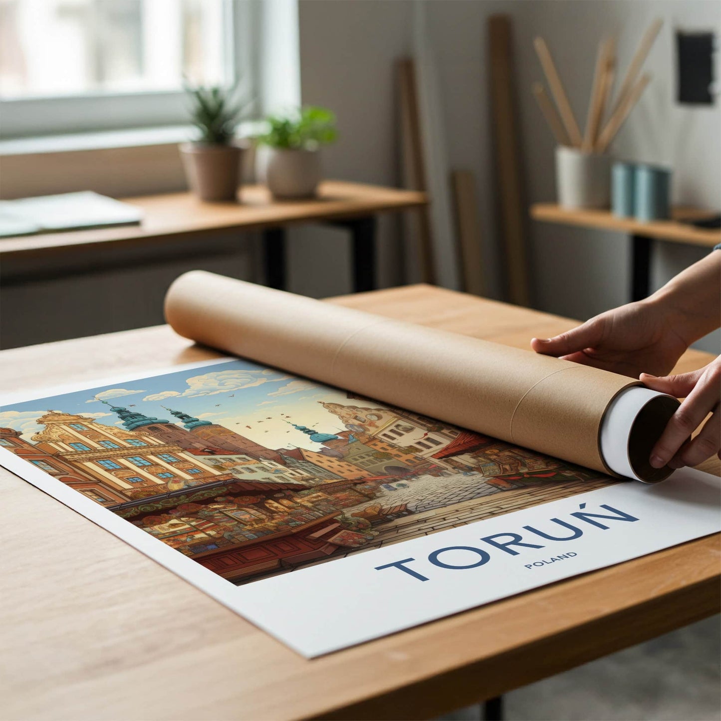 Torun Poster - Poland Framed Print - Historic Street Scene Wall Decor