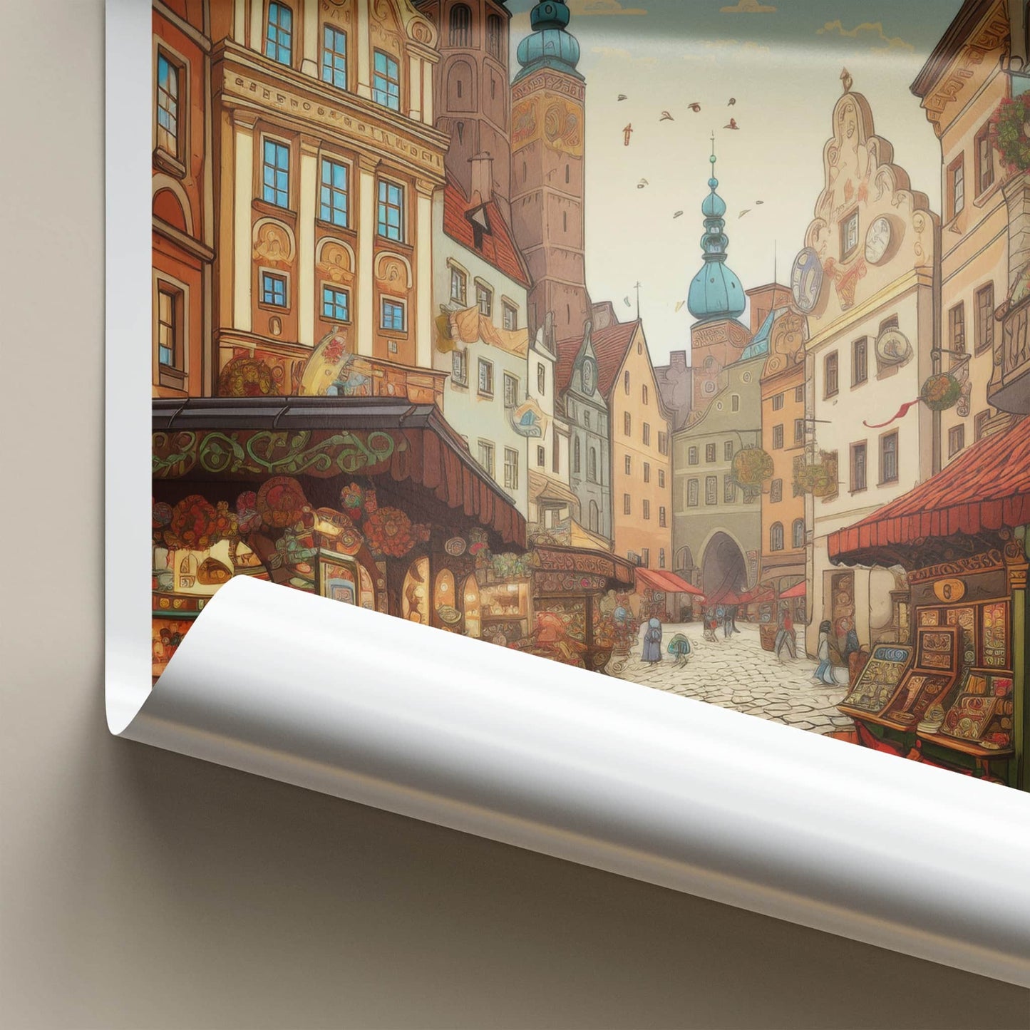 Torun Poster - Poland Framed Print - Historic Street Scene Wall Decor