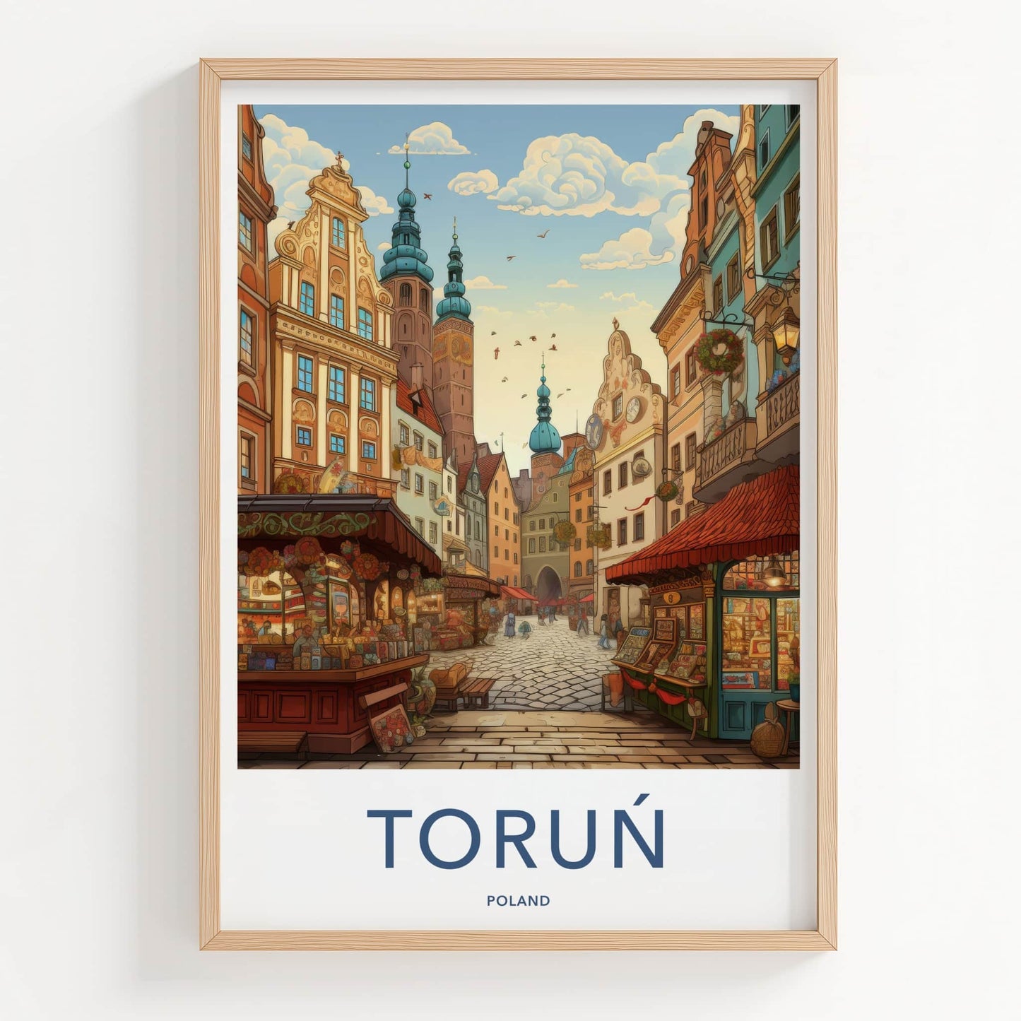 Torun Poster - Poland Framed Print - Historic Street Scene Wall Decor