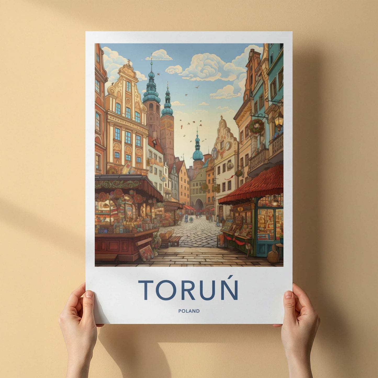 Torun Poster - Poland Framed Print - Historic Street Scene Wall Decor
