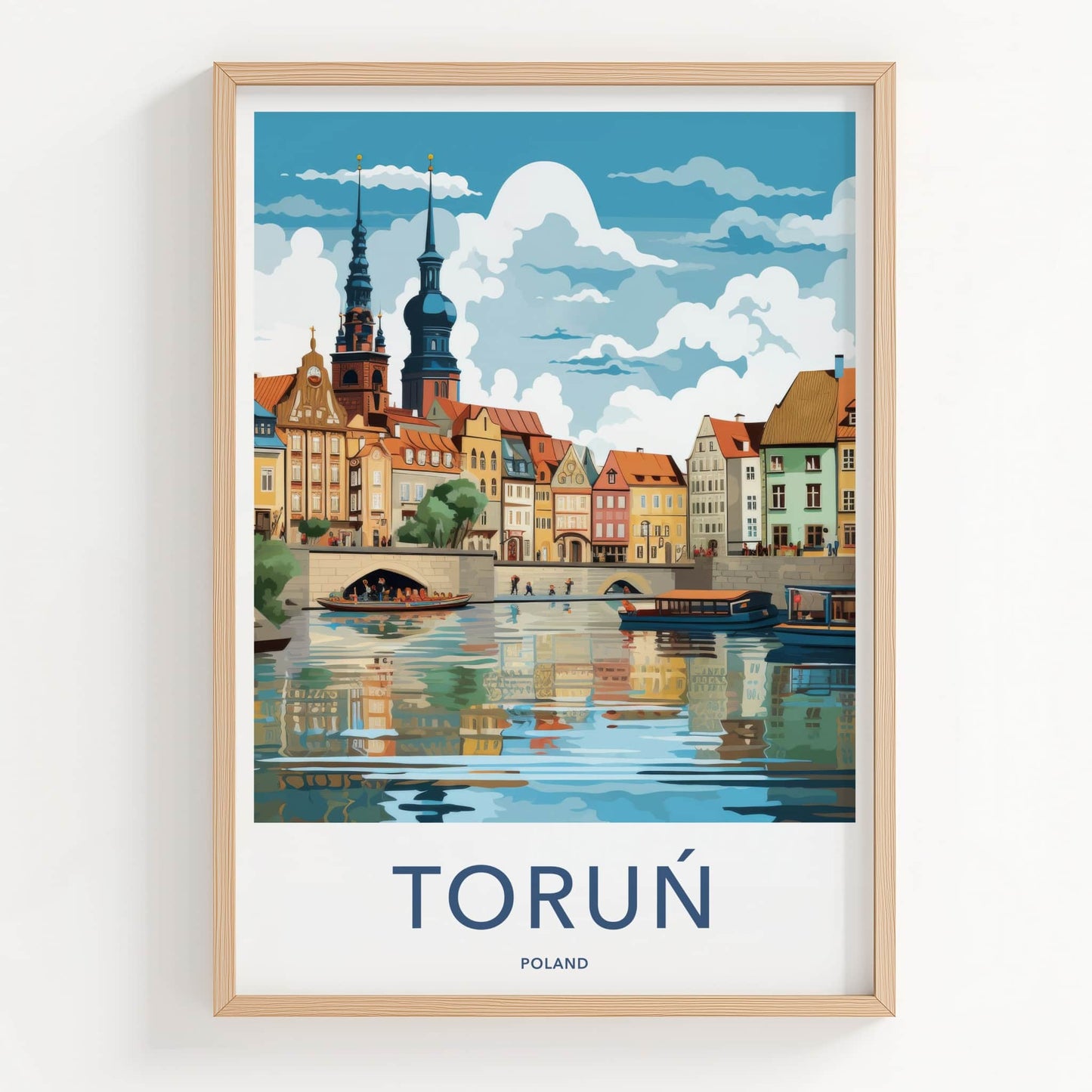 Torun Poster - Poland Travel Art - Historic Town Waterfront Home Decor