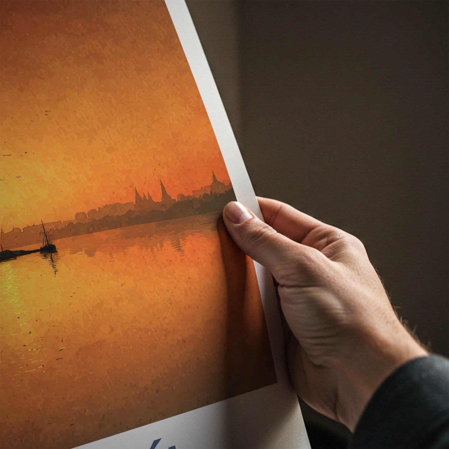 Torun Poster - Poland Travel Art - Riverfront City Sunset Home Decor