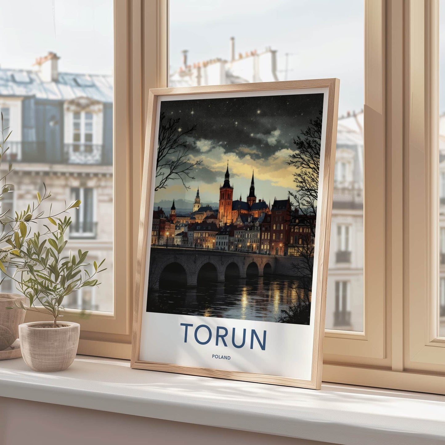 Torun Poster - Poland Travel Art - Starry Night Cityscape Wall Decor