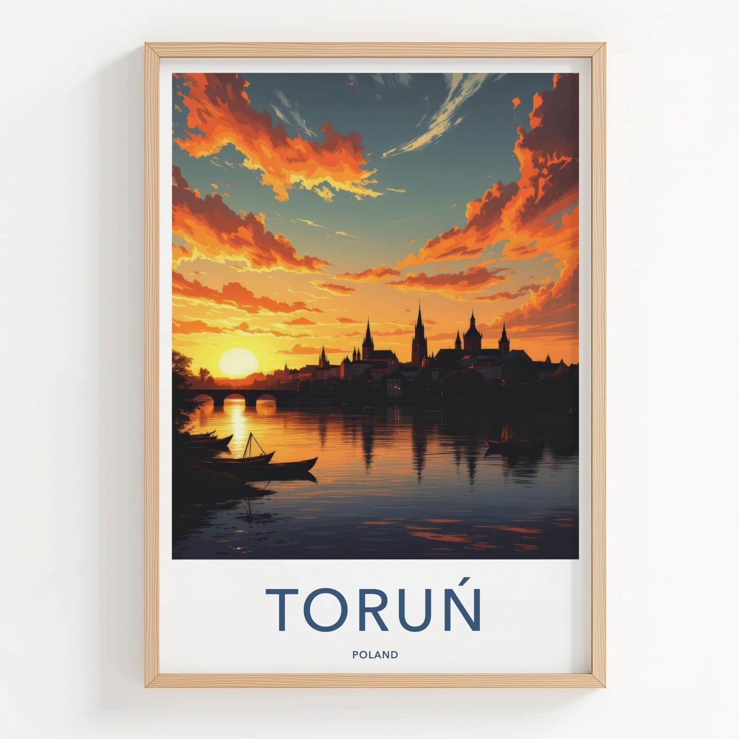 Torun Poster - Poland Travel Art - Vibrant Sunset Cityscape Home Decor