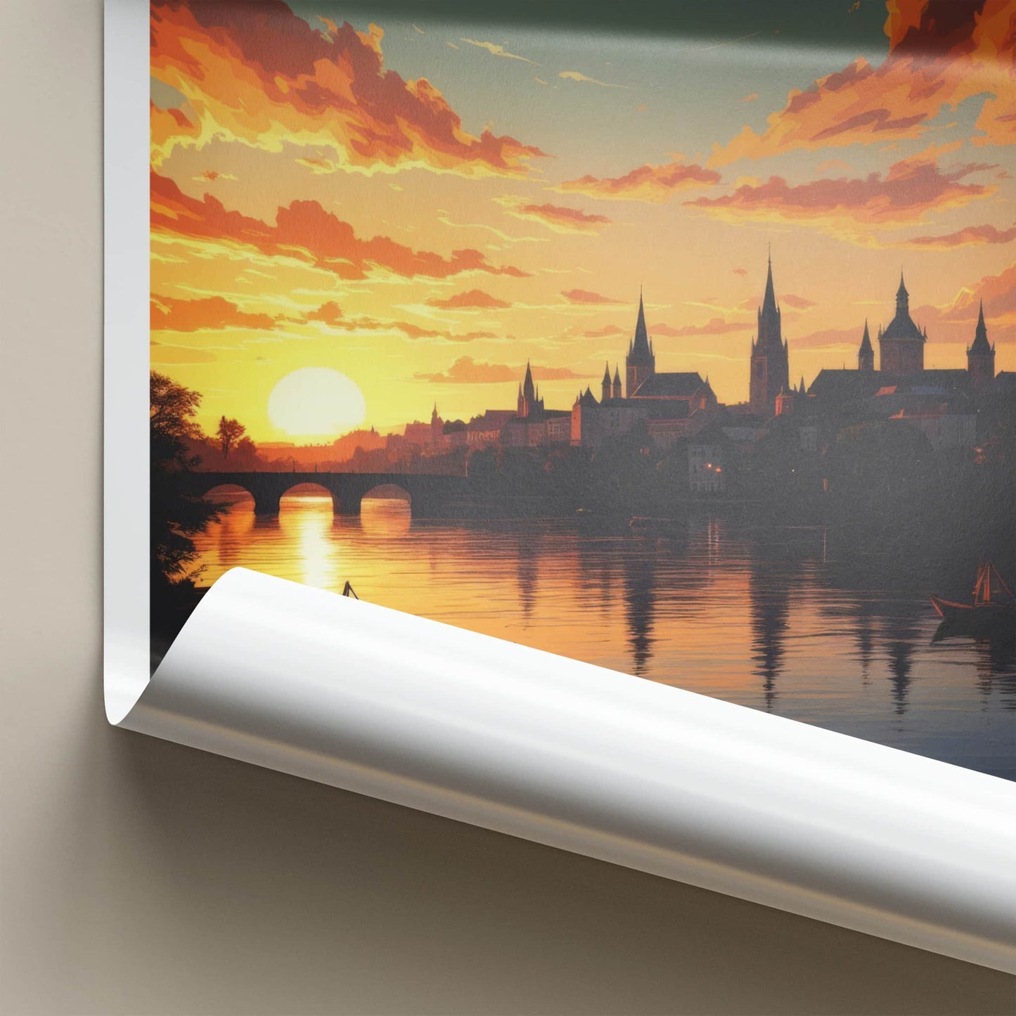 Torun Poster - Poland Travel Art - Vibrant Sunset Cityscape Home Decor
