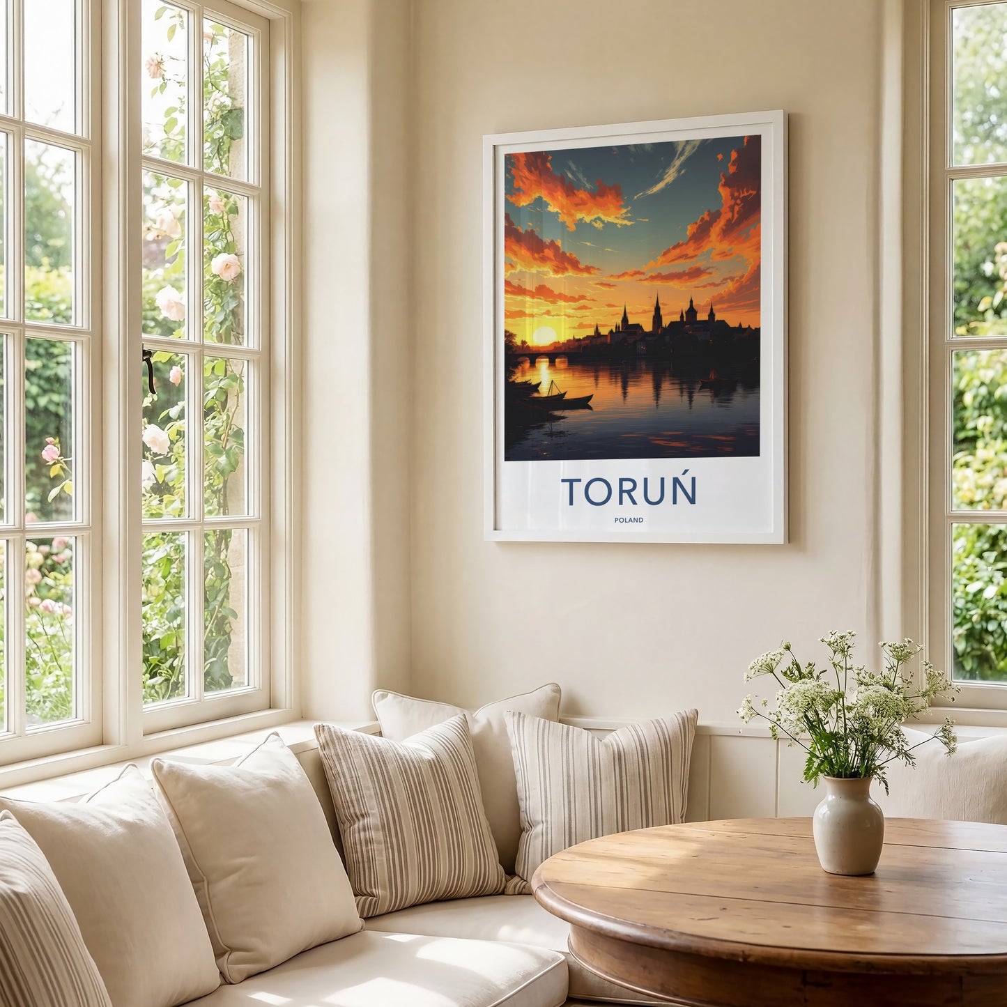 Torun Poster - Poland Travel Art - Vibrant Sunset Cityscape Home Decor