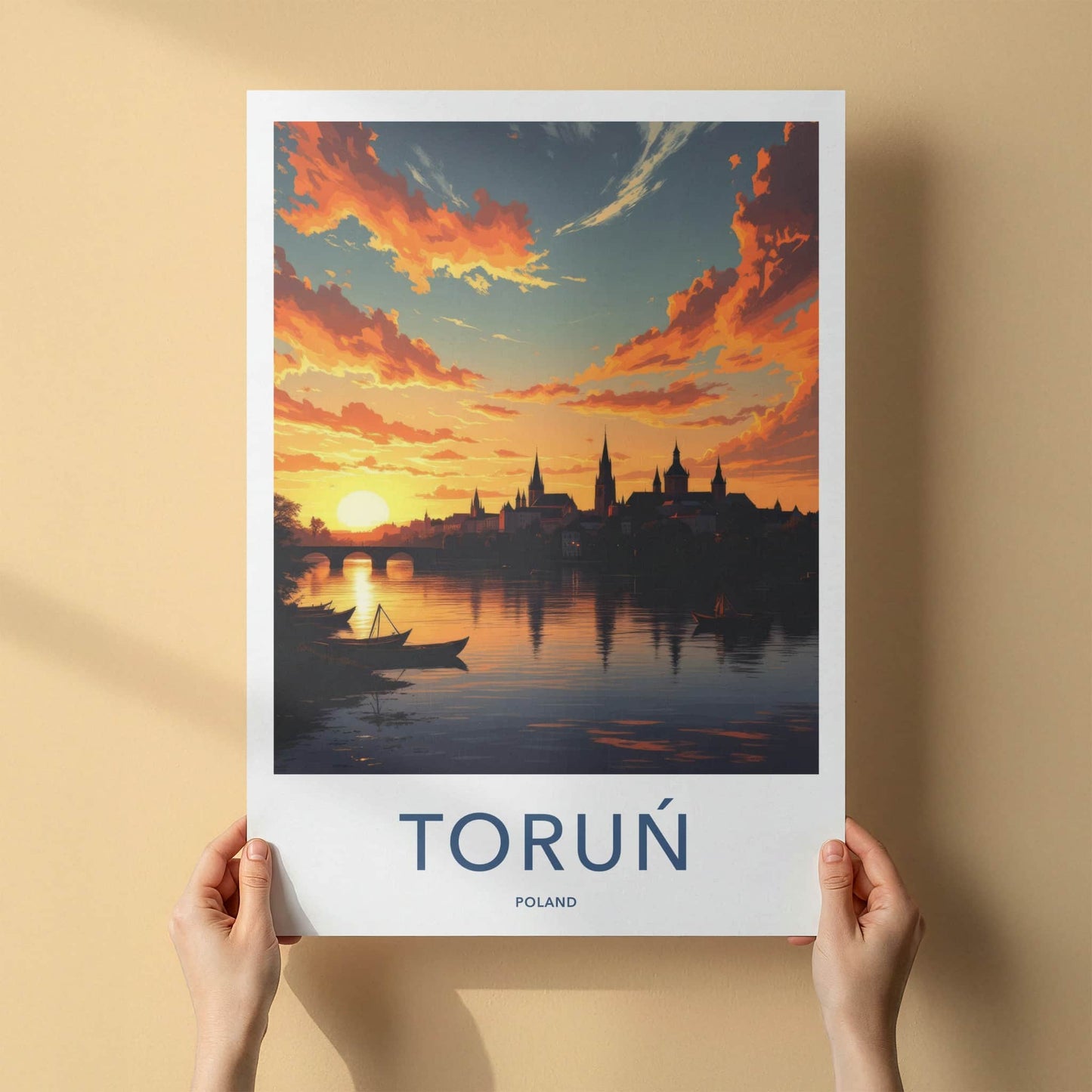 Torun Poster - Poland Travel Art - Vibrant Sunset Cityscape Home Decor