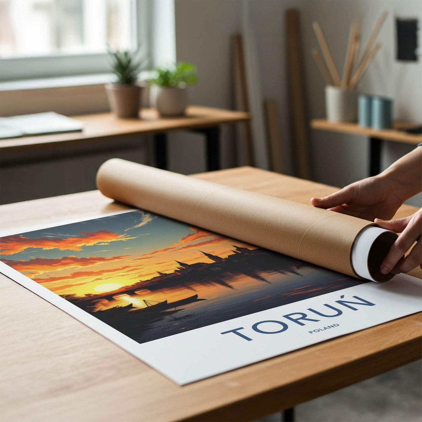 Torun Poster - Poland Travel Art - Vibrant Sunset Cityscape Home Decor