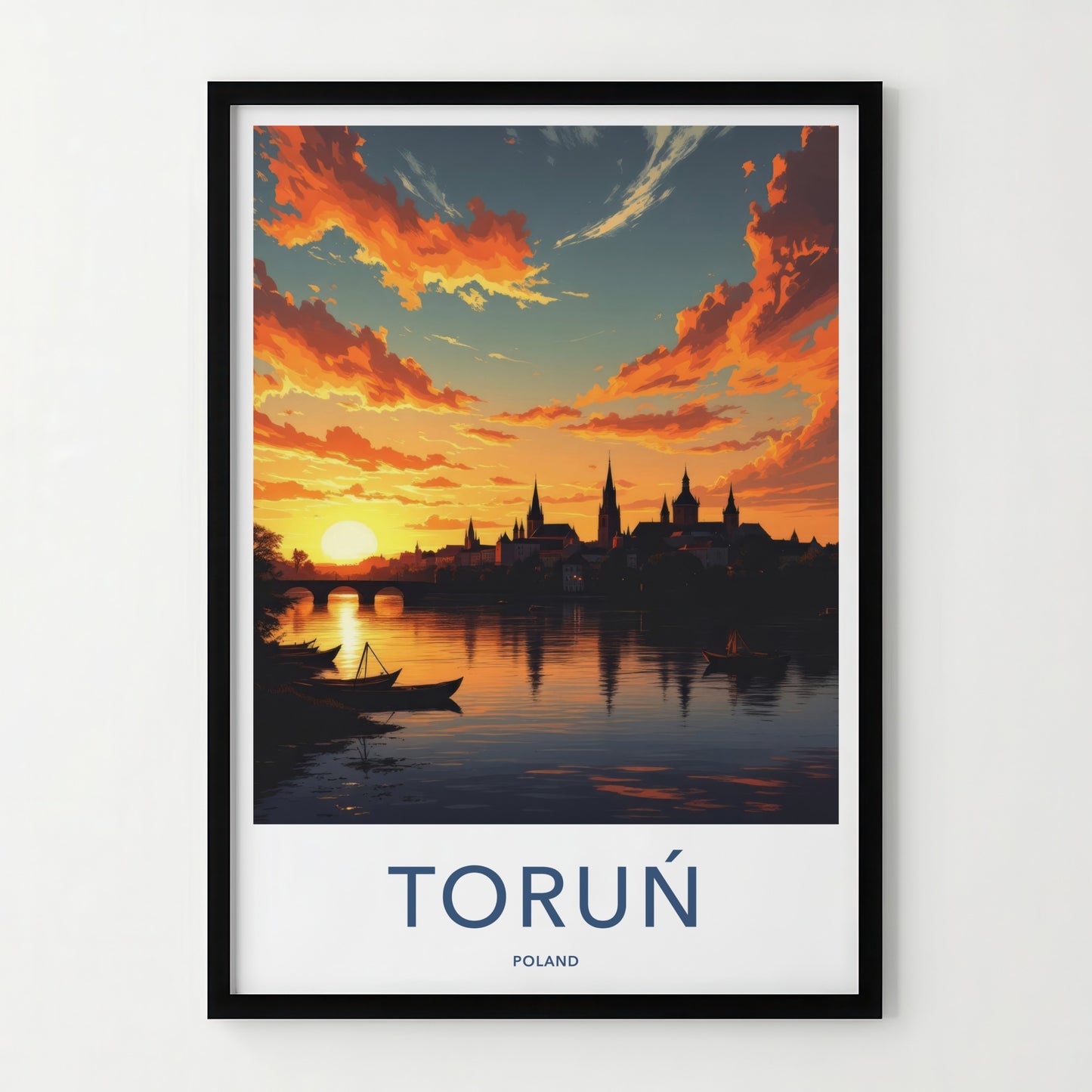 Torun Poster - Poland Travel Art - Vibrant Sunset Cityscape Home Decor