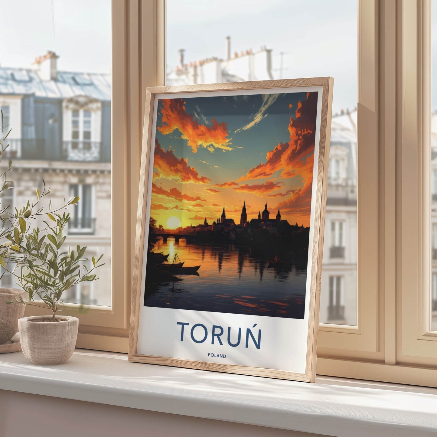 Torun Poster - Poland Travel Art - Vibrant Sunset Cityscape Home Decor
