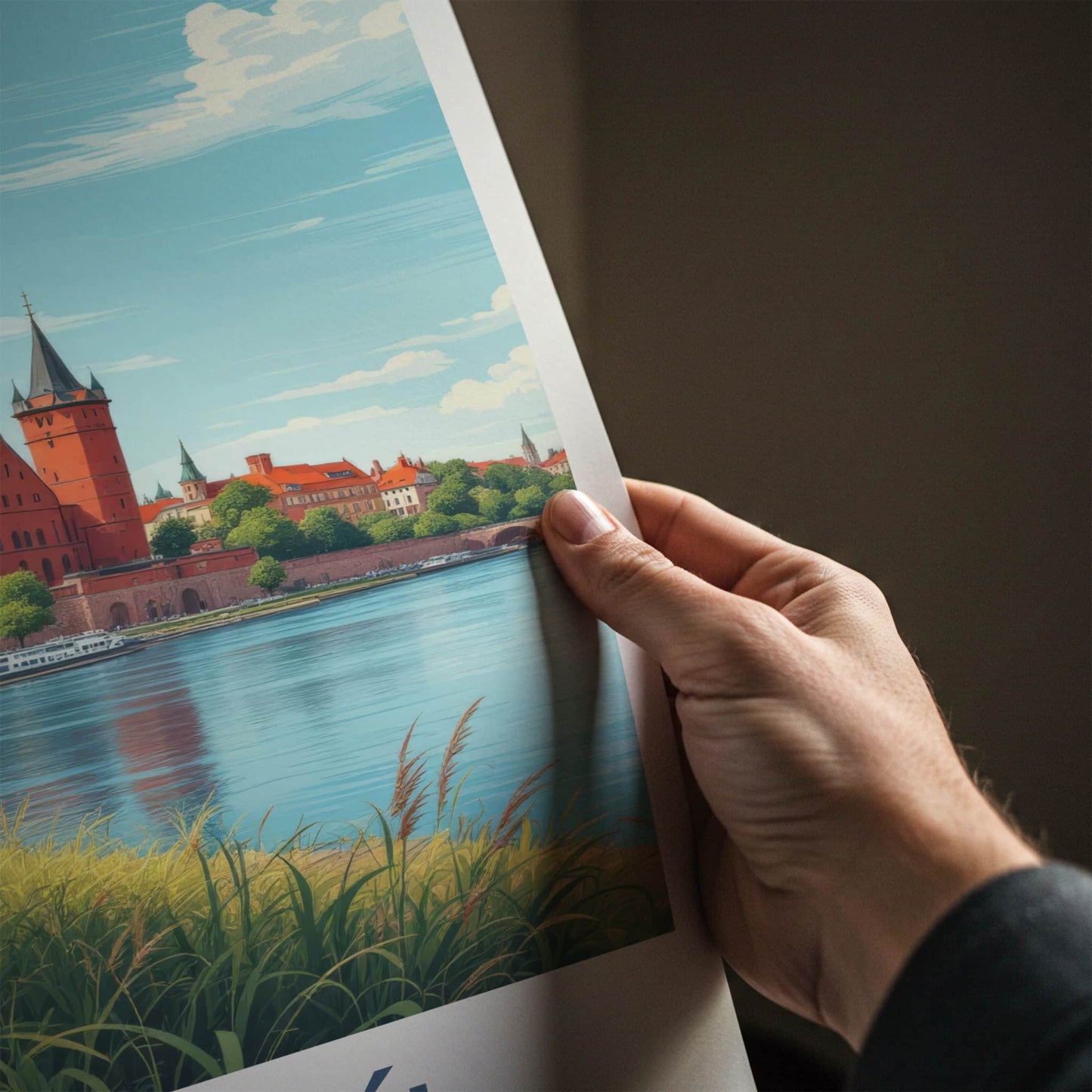 Torun Poster - Poland Travel Print - Ancient Red Brick Cathedral Wall Decor