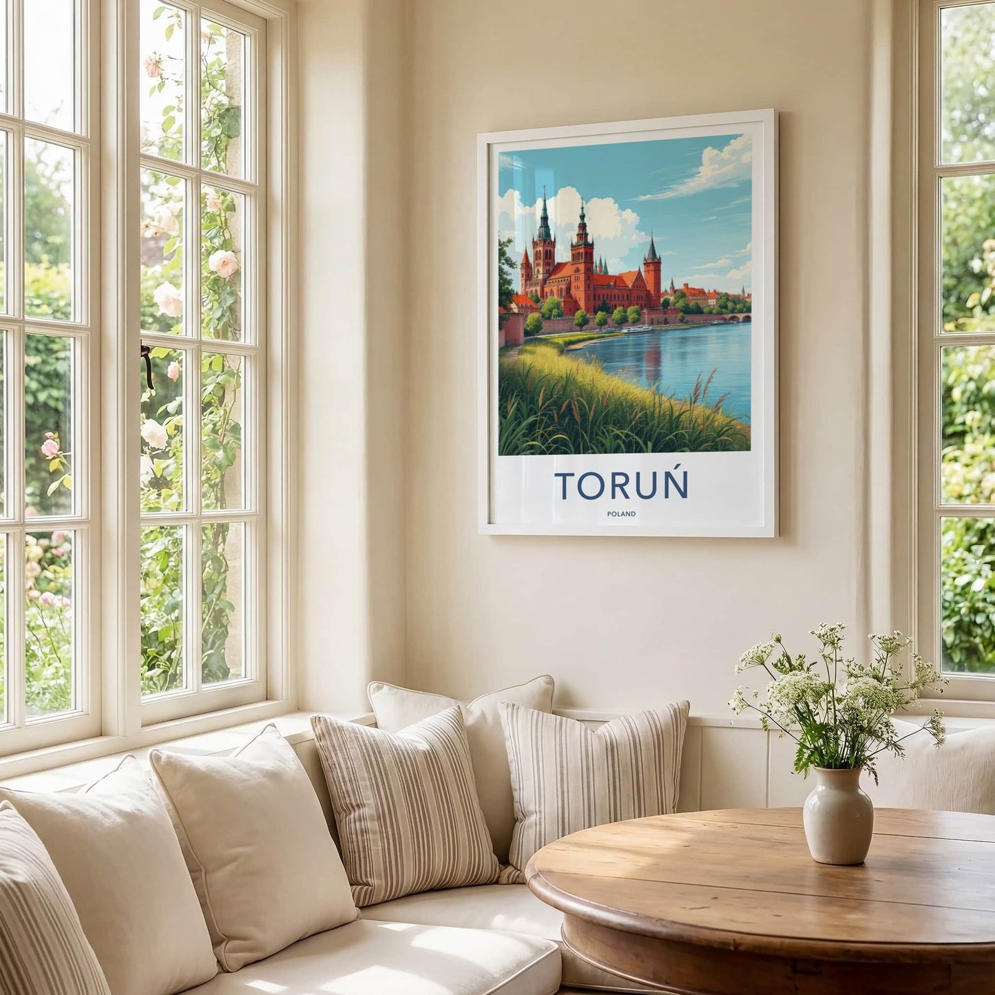 Torun Poster - Poland Travel Print - Ancient Red Brick Cathedral Wall Decor