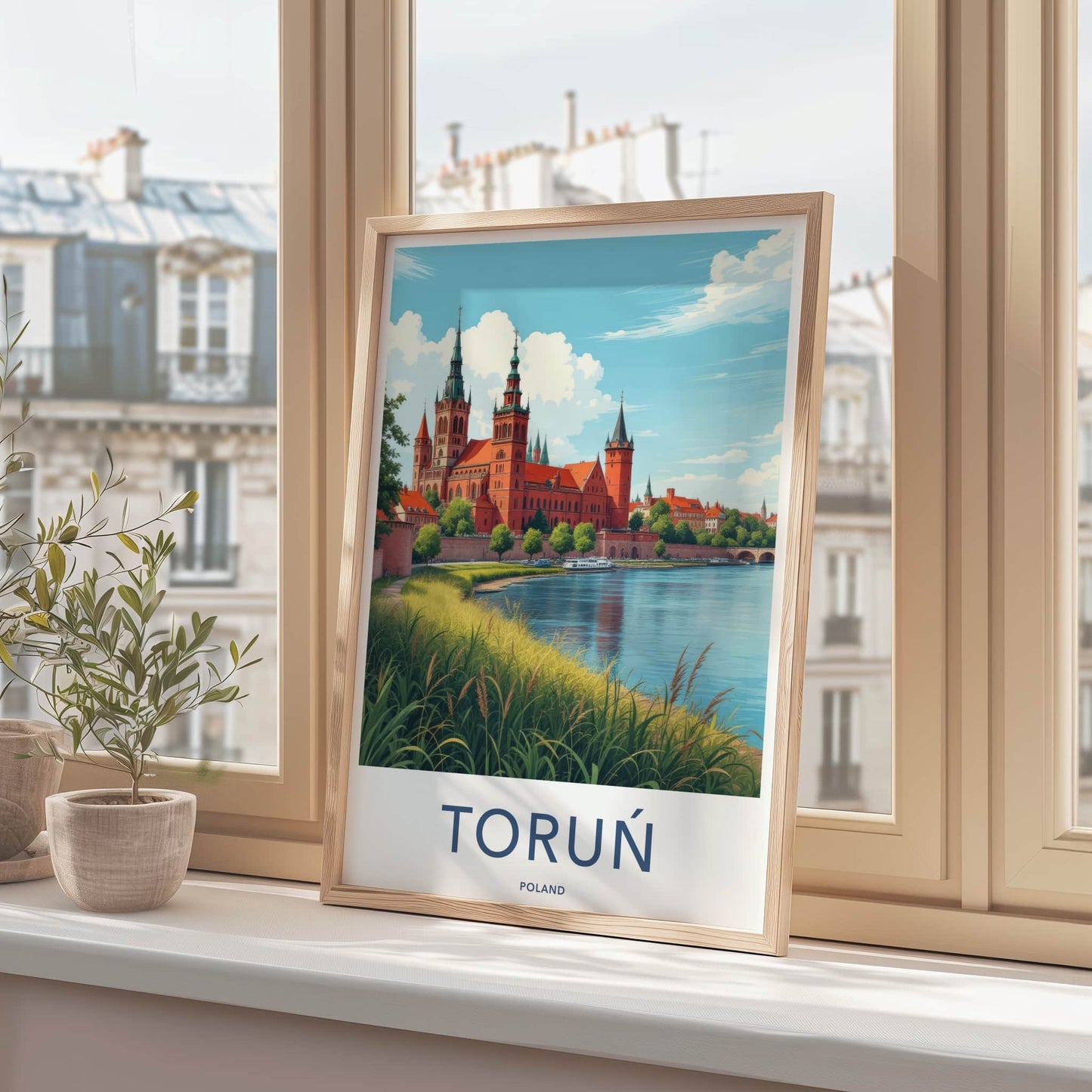 Torun Poster - Poland Travel Print - Ancient Red Brick Cathedral Wall Decor