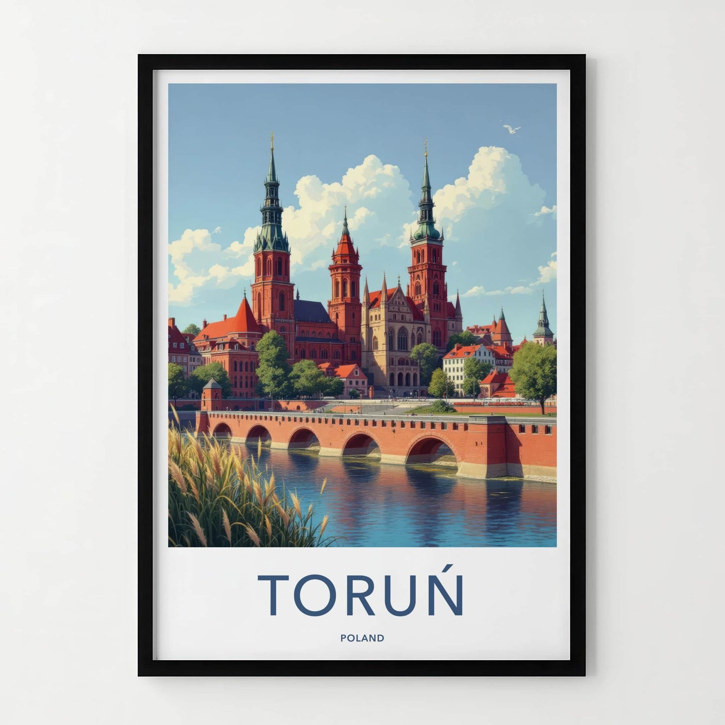 Torun Poster - Poland Travel Print - Historic Riverfront City Home Decor