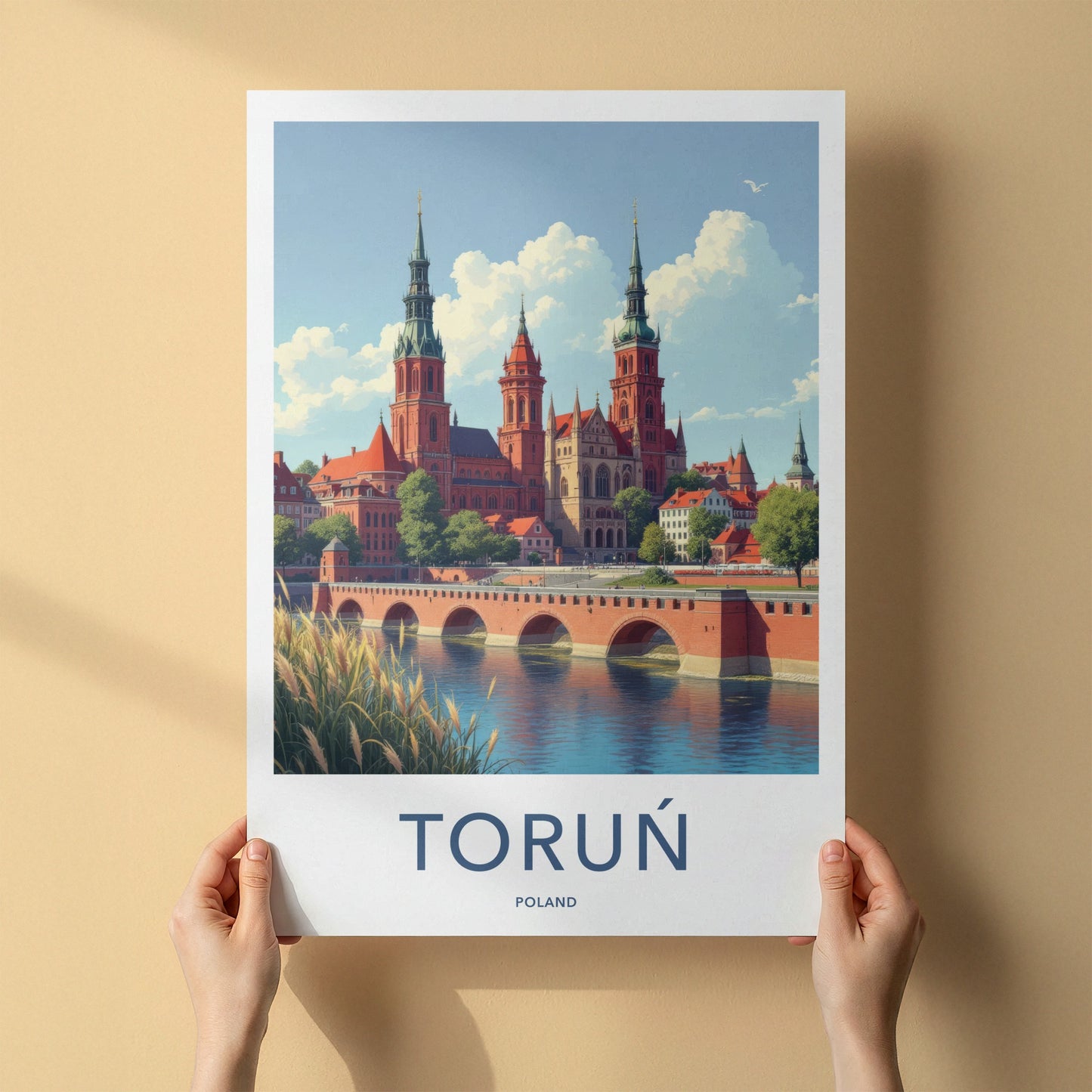 Torun Poster - Poland Travel Print - Historic Riverfront City Home Decor