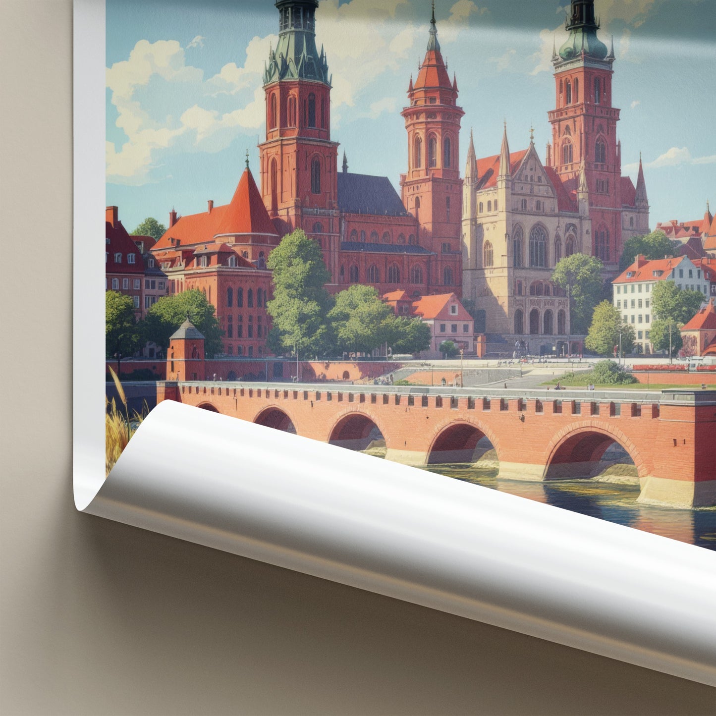 Torun Poster - Poland Travel Print - Historic Riverfront City Home Decor