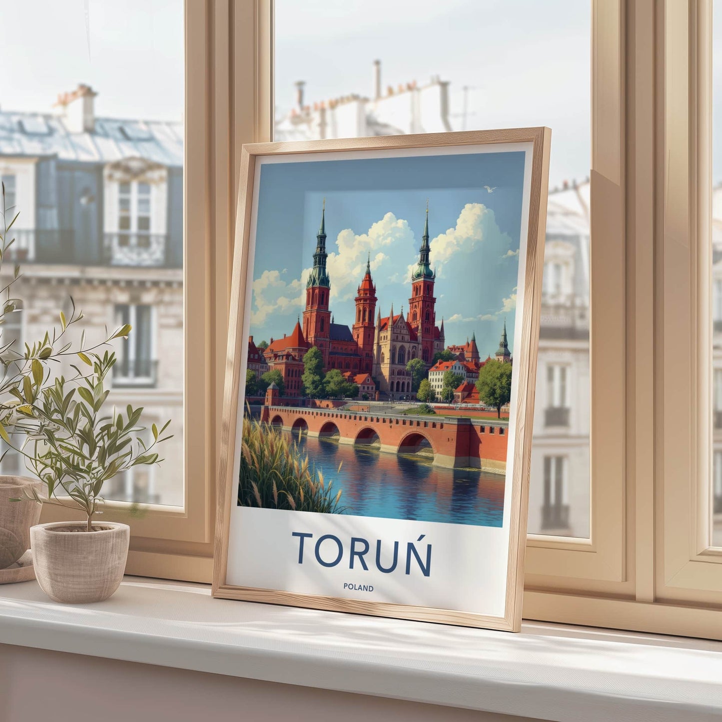 Torun Poster - Poland Travel Print - Historic Riverfront City Home Decor