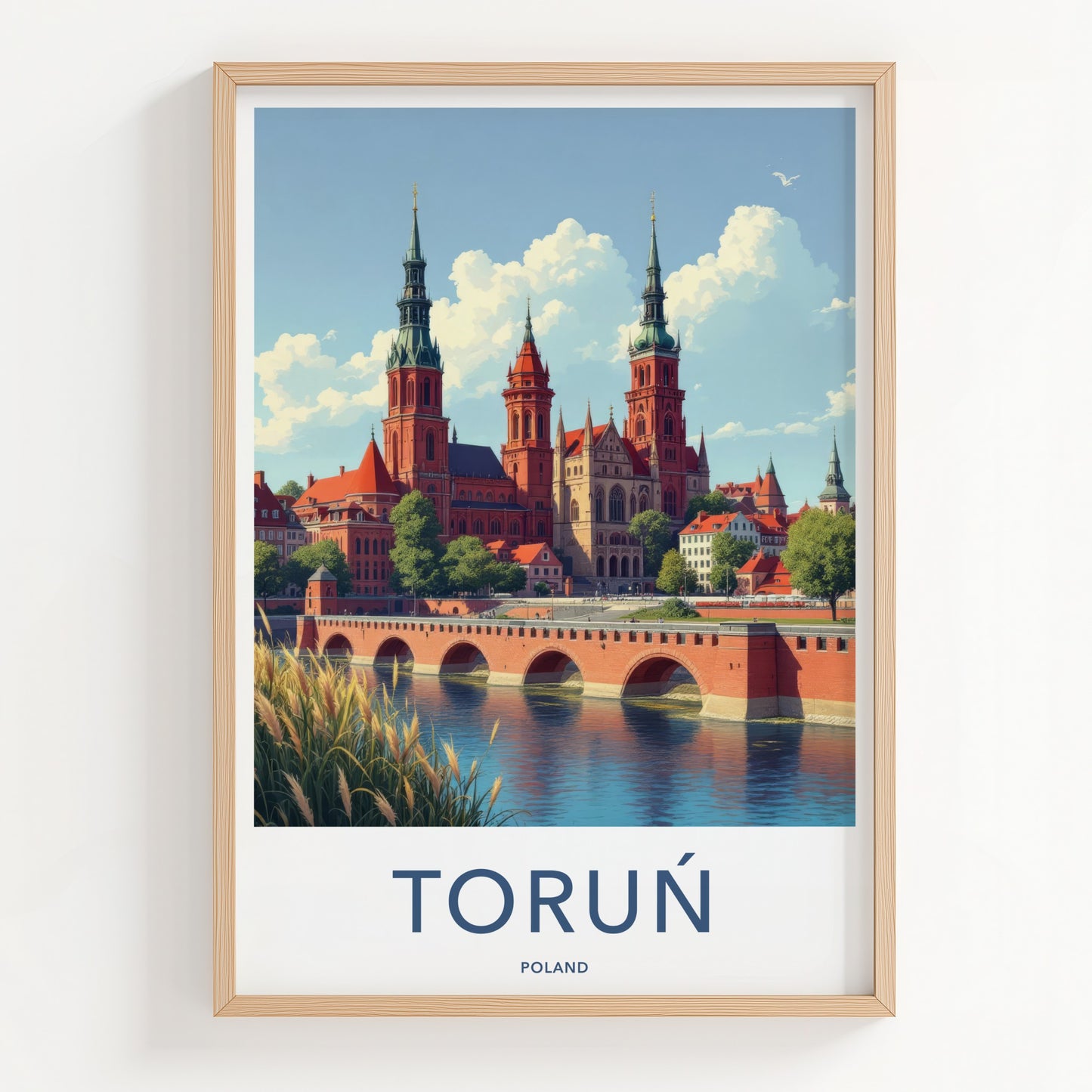 Torun Poster - Poland Travel Print - Historic Riverfront City Home Decor