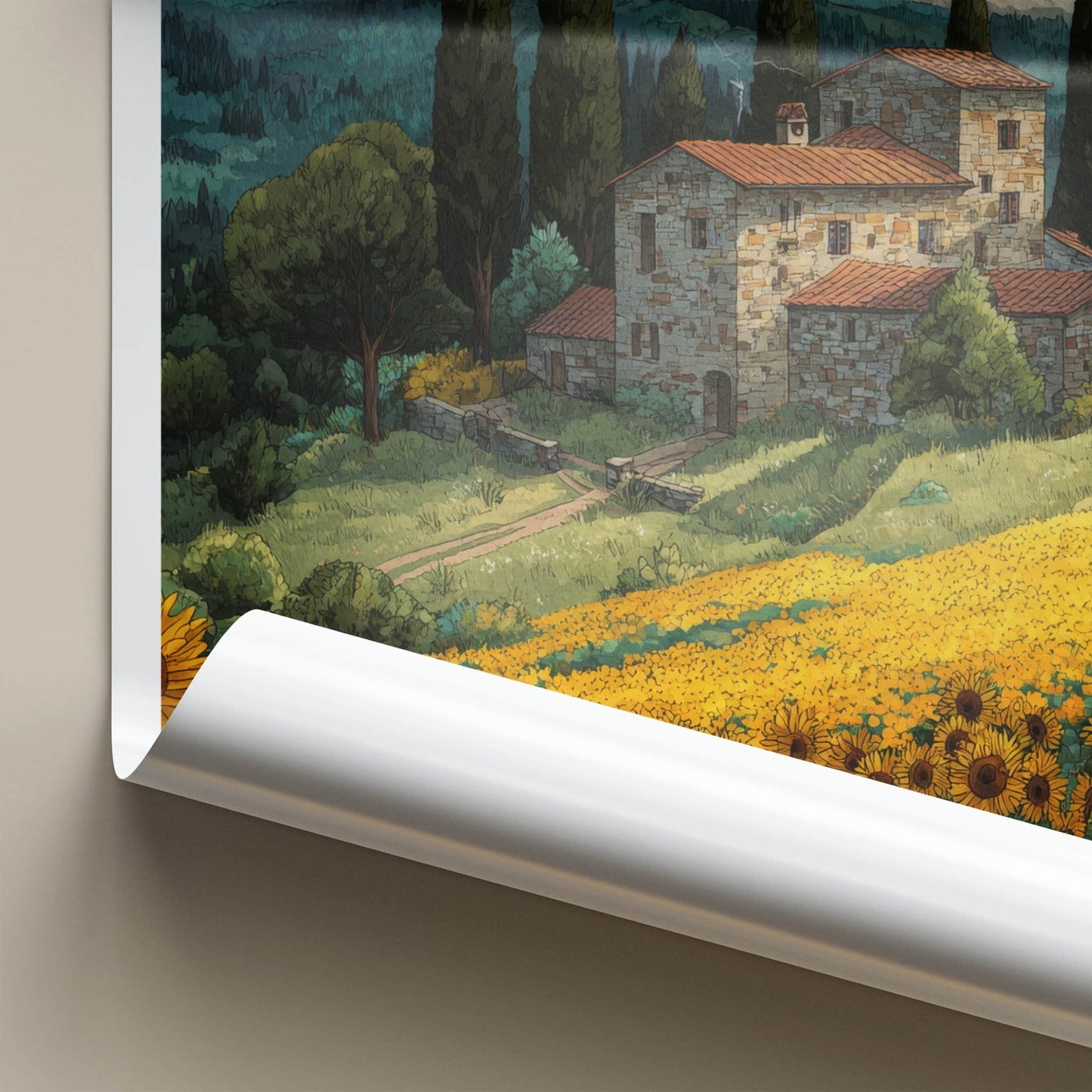 Toscana Poster - Italy Travel Art - Stone House Cypress Home Decor