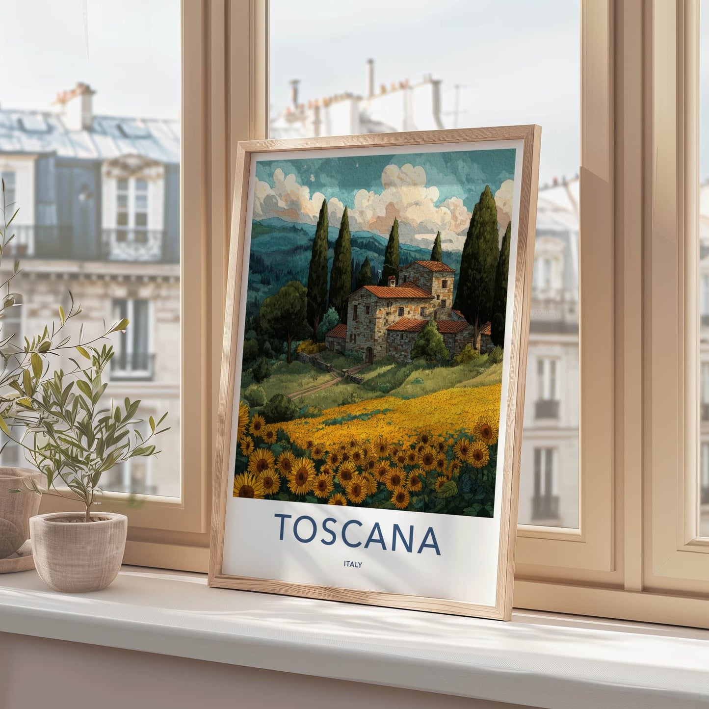 Toscana Poster - Italy Travel Art - Stone House Cypress Home Decor