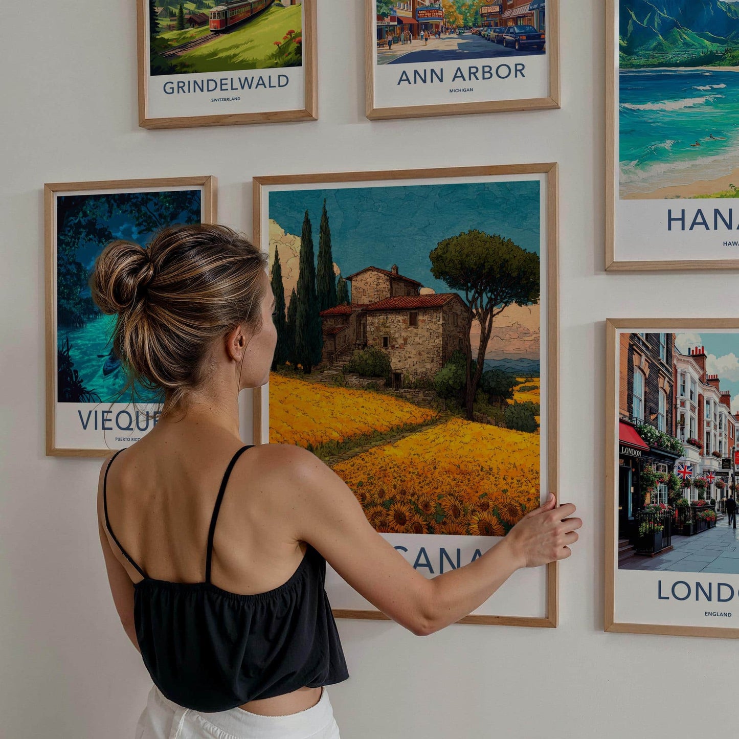 Toscana Poster - Italy Travel Art - Tuscan House Sunflowers Home Decor