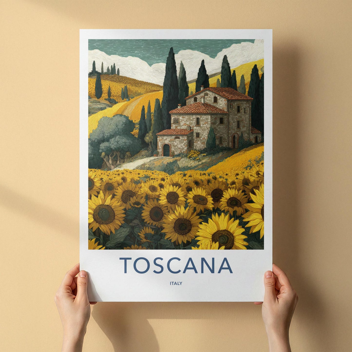 Toscana Poster - Italy Wall Art - Cypress Hills Sunflowers Home Decor