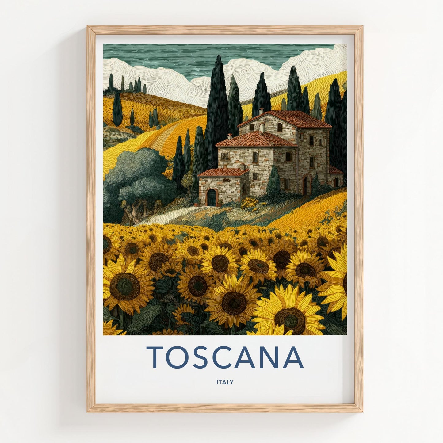 Toscana Poster - Italy Wall Art - Cypress Hills Sunflowers Home Decor