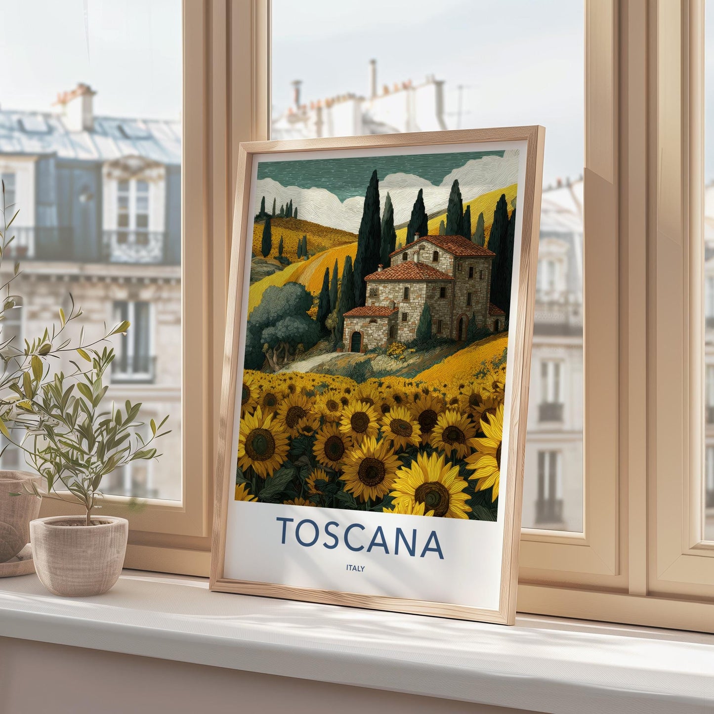 Toscana Poster - Italy Wall Art - Cypress Hills Sunflowers Home Decor
