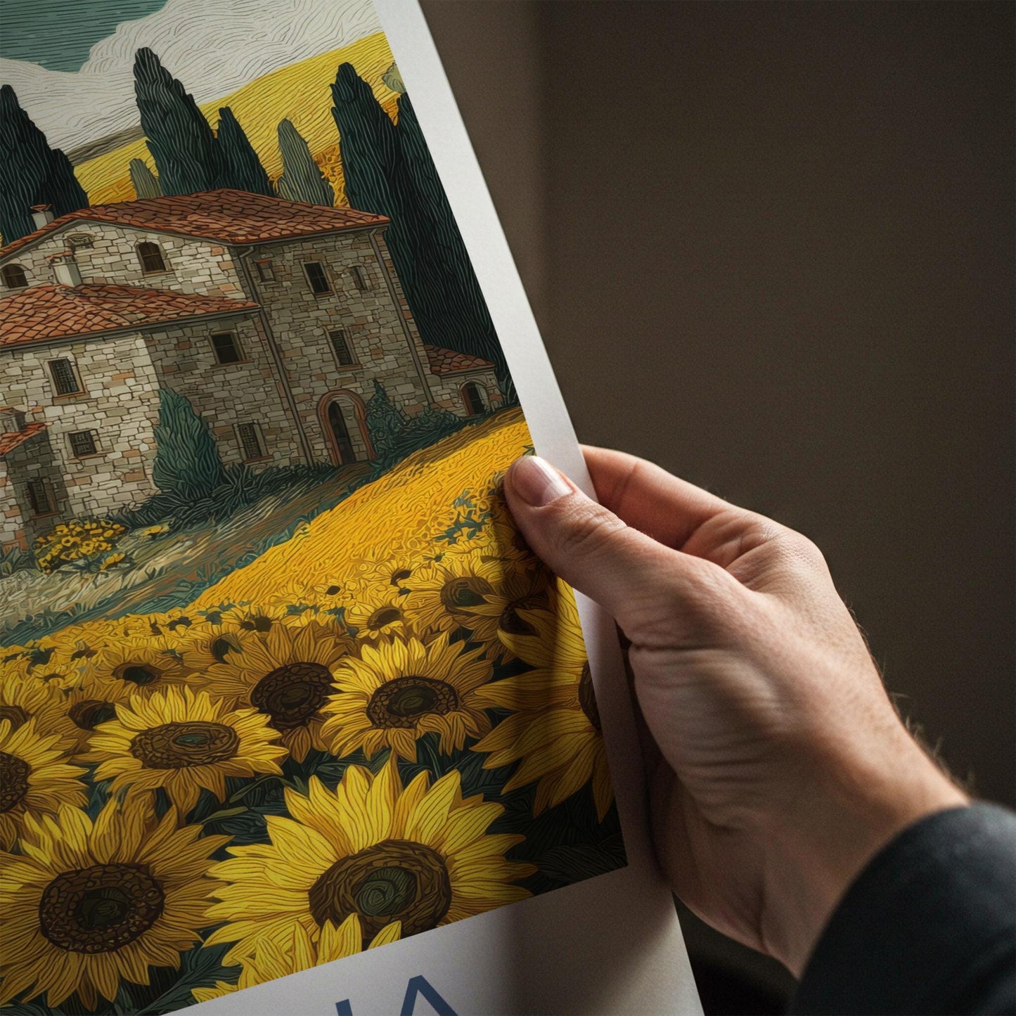 Toscana Poster - Italy Wall Art - Cypress Hills Sunflowers Home Decor