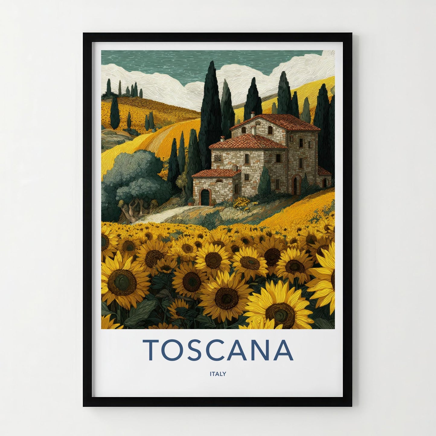 Toscana Poster - Italy Wall Art - Cypress Hills Sunflowers Home Decor