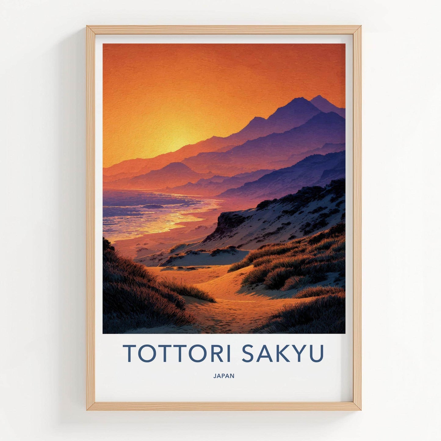 Tottori Sakyu Poster - Japan Travel Art - Golden Beach Dunes Home Decor