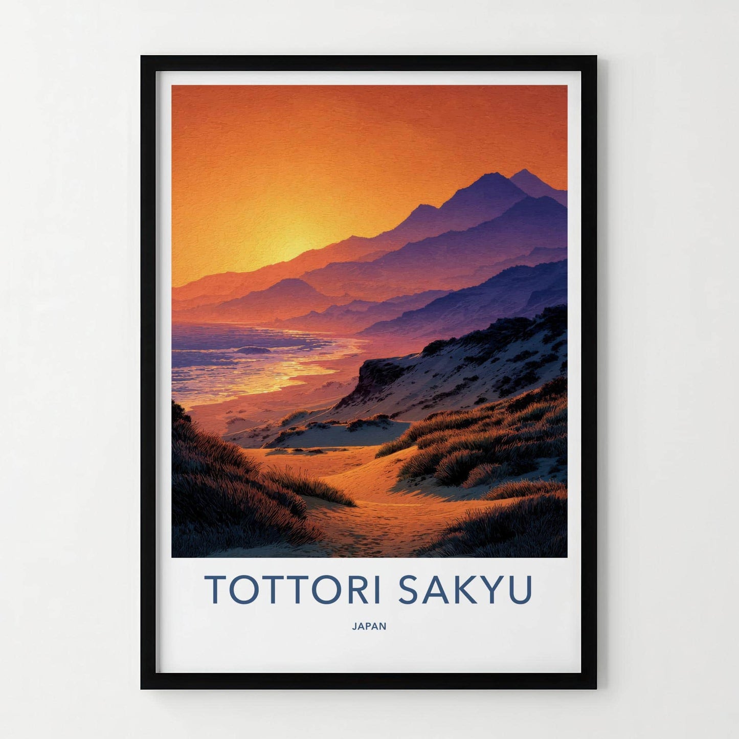 Tottori Sakyu Poster - Japan Travel Art - Golden Beach Dunes Home Decor
