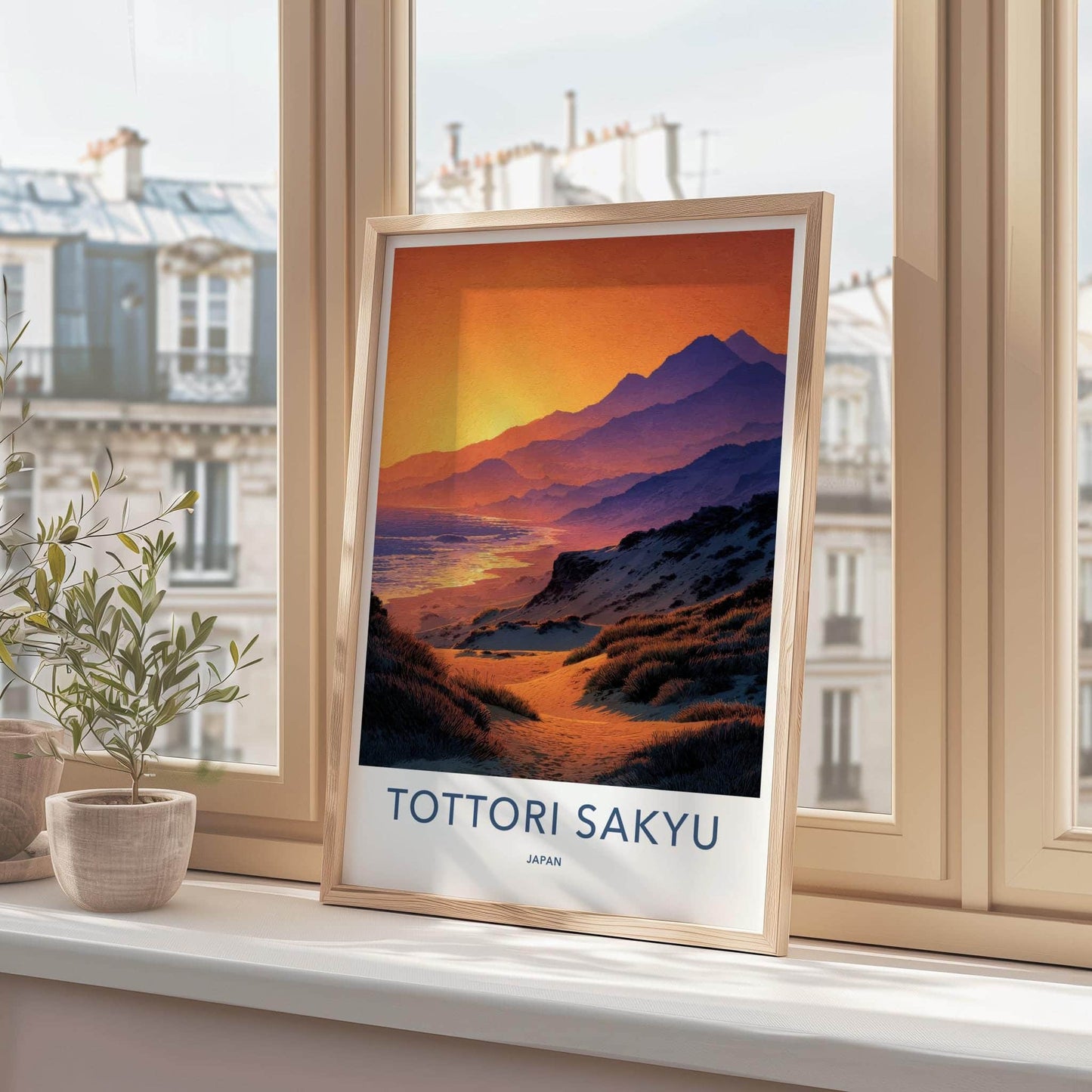 Tottori Sakyu Poster - Japan Travel Art - Golden Beach Dunes Home Decor