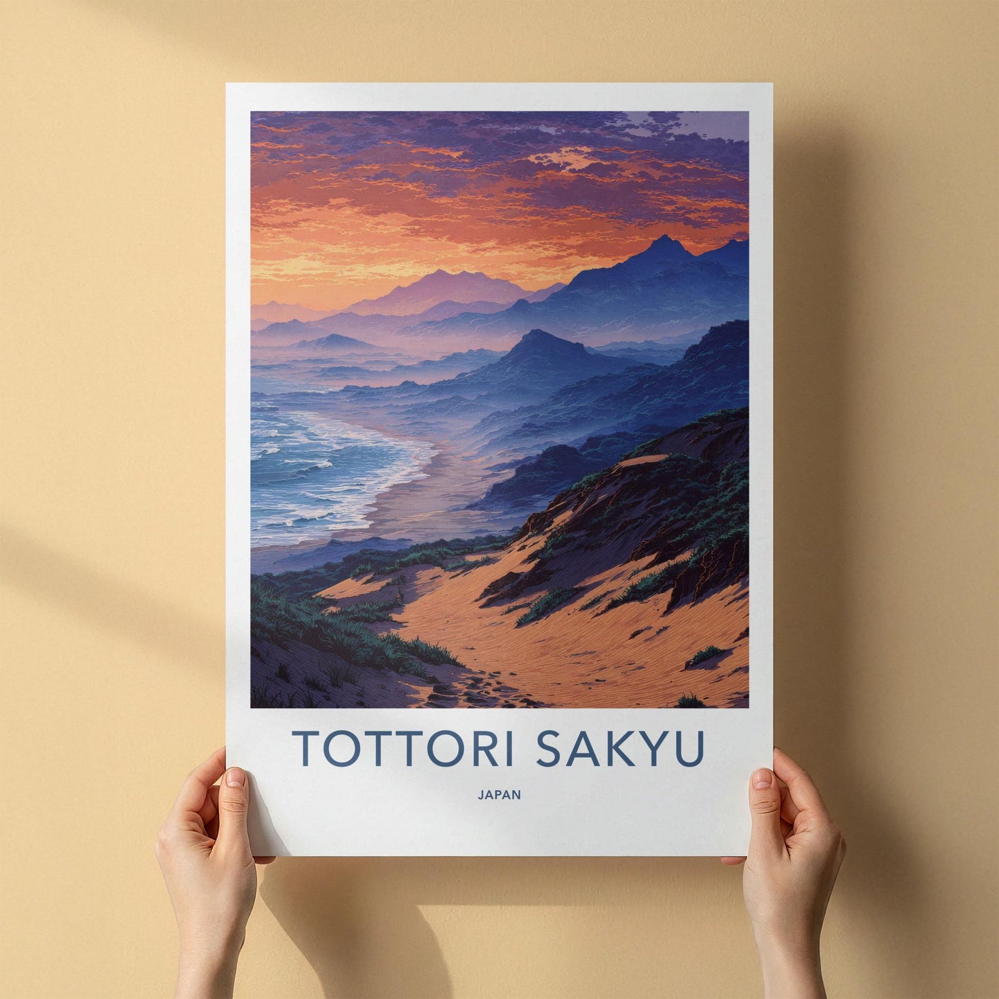 Tottori Sakyu Poster - Japan Travel Art - Ocean Dune Landscape Home Decor