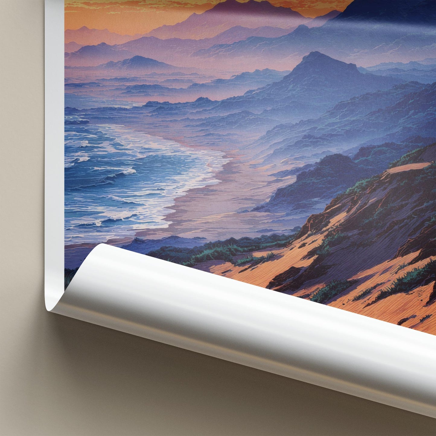 Tottori Sakyu Poster - Japan Travel Art - Ocean Dune Landscape Home Decor
