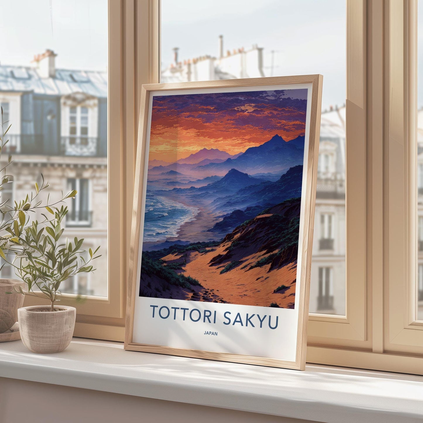 Tottori Sakyu Poster - Japan Travel Art - Ocean Dune Landscape Home Decor