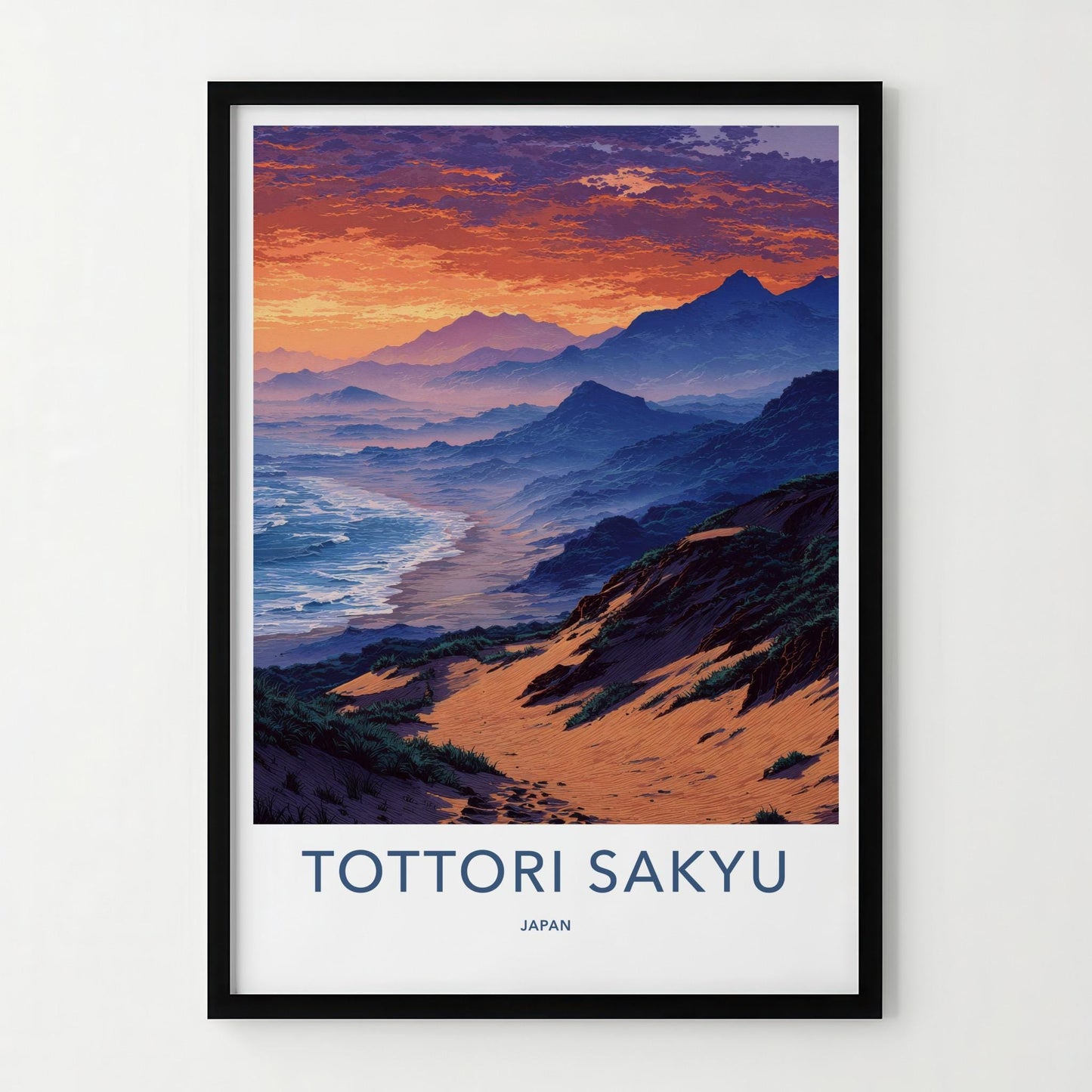 Tottori Sakyu Poster - Japan Travel Art - Ocean Dune Landscape Home Decor